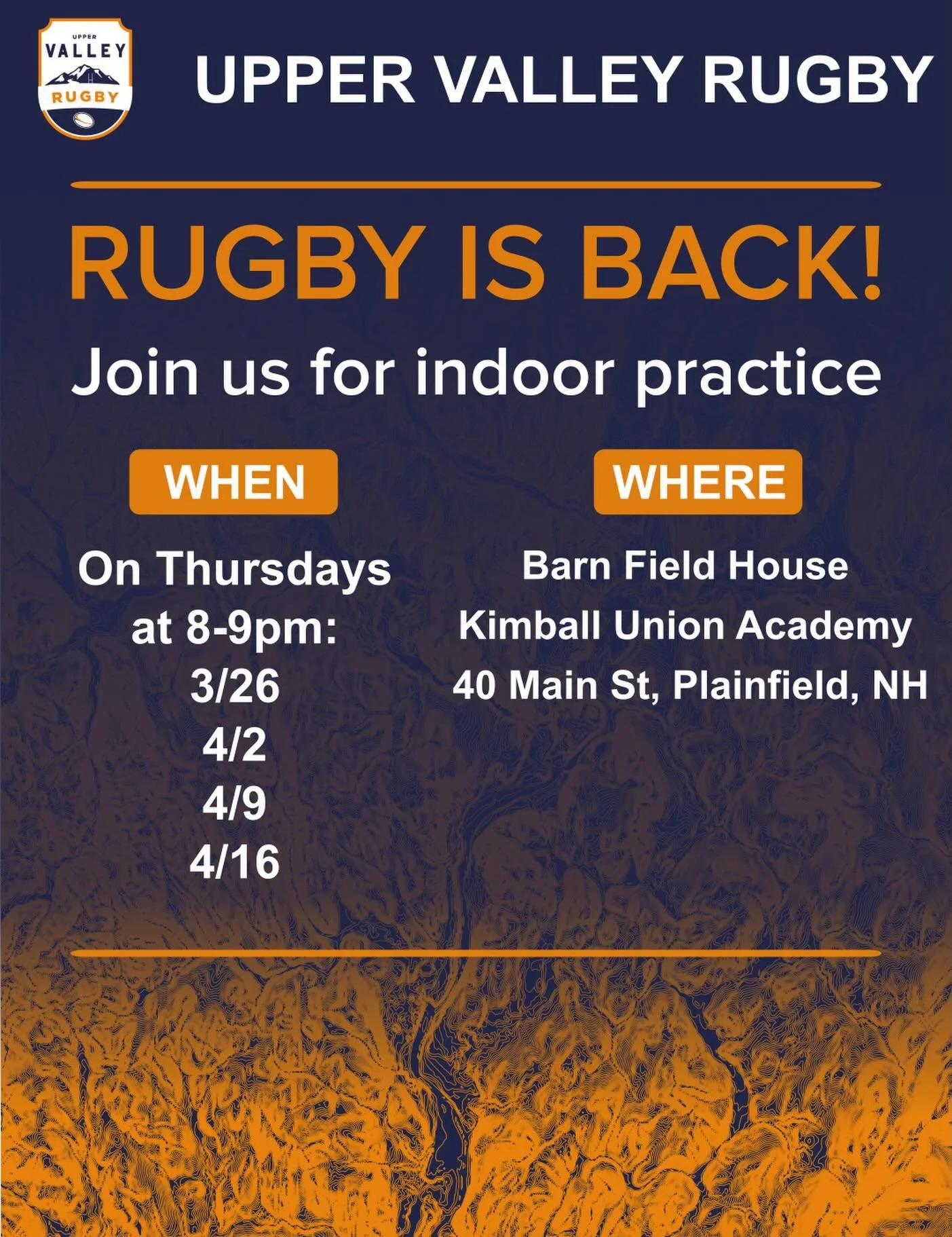 We are so back!
Spring practice starts TONIGHT at the Barn Field House at KUA from 8-9pm. Both our Men&rsquo;s and Women&rsquo;s + teams are looking for new folks, so we hope to see you there!
