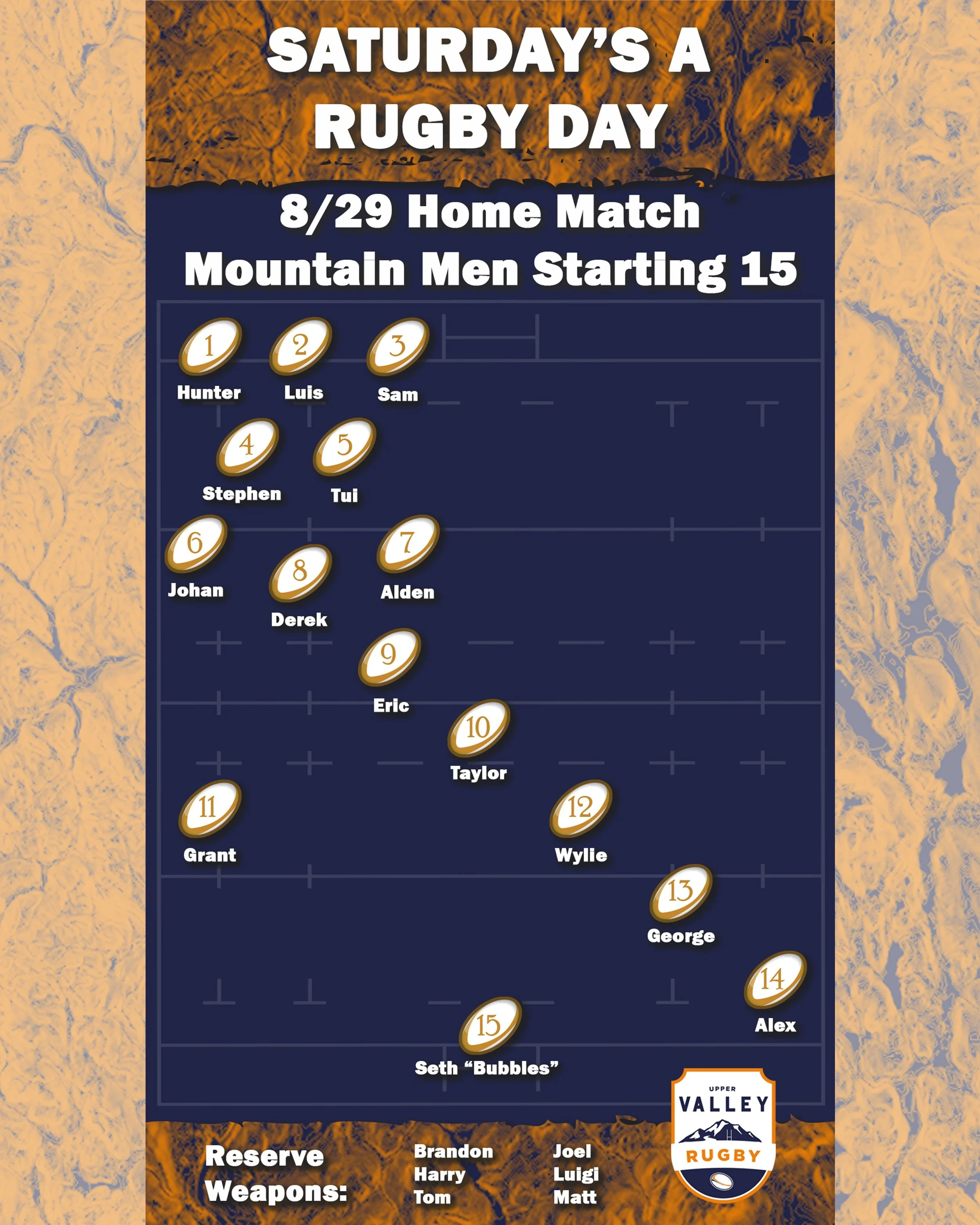 August 29th and a 1:30pm kick-off, your Upper Valley Mountain Men start their 2026 season with a home opener against Portland!

SATURDAY'S A VALLEY DAY!