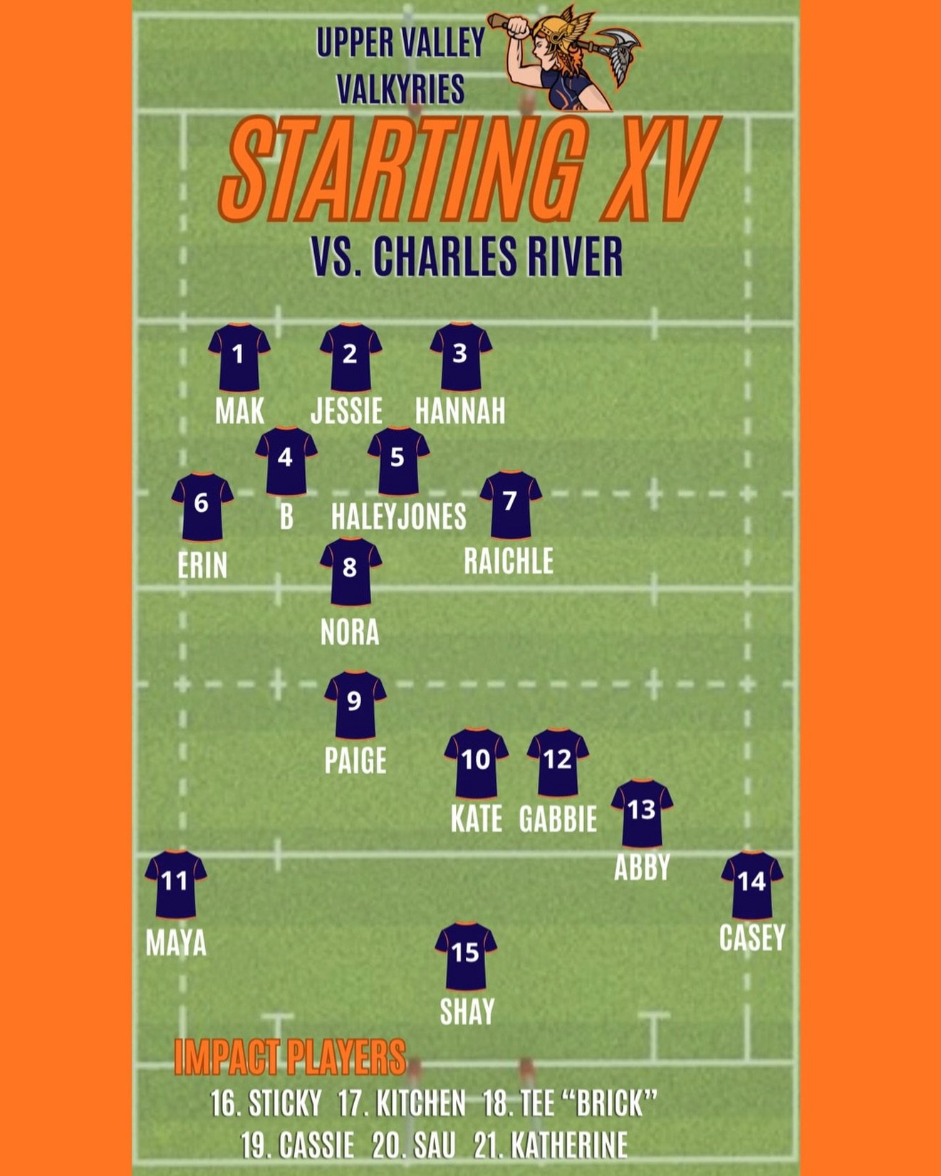 DOUBLE HEADER!!!! 

Come watch the Valkyrie&rsquo;s home opener this Saturday, 8/29 at 11:30am. We will be playing Charles River WRFC and are so excited to host them at 75 Bank Street in Lebanon, NH!

The Mountain Men will follow with their game at 1