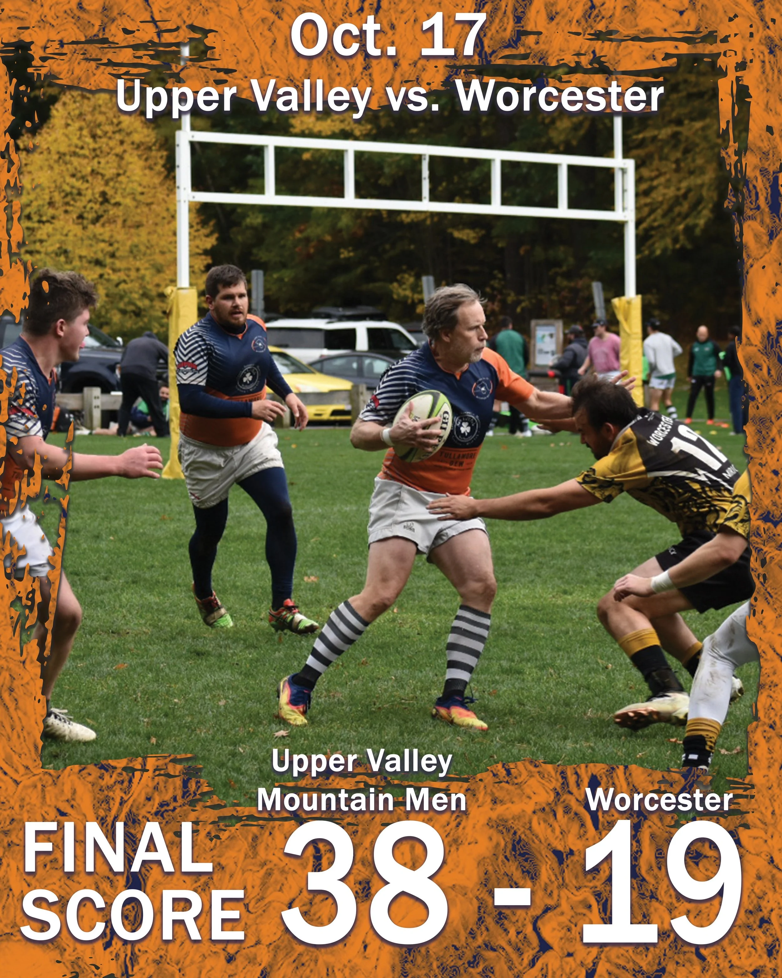 Yesterday, October 17th, your Upper Valley Mountain Men played their final match of the season in Worcester, MA where we won 38 to 19.

It was a great way to cap a 3/3 season marked by hard work and growth.

We're looking forward to coming back in 20