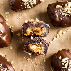 Chocolate Covered Snickers Stuffed Dates