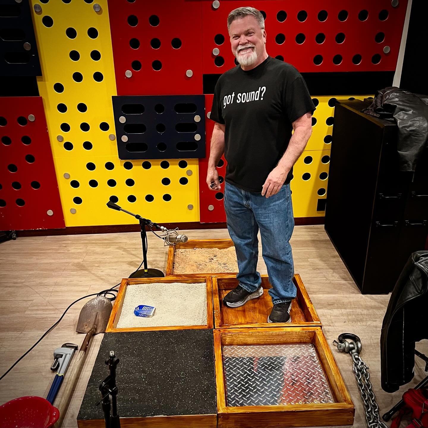 FOLEY FRIDAY!  Looks like I was working double duty on a recent Foley session. Got caught on both sides of the glass.  Foley Artist meet Foley mixer. 😂 (swipe). &bull;
&bull;
&bull;
&bull;
#foleyfriday #postproduction #postaudio #audiopostproduction