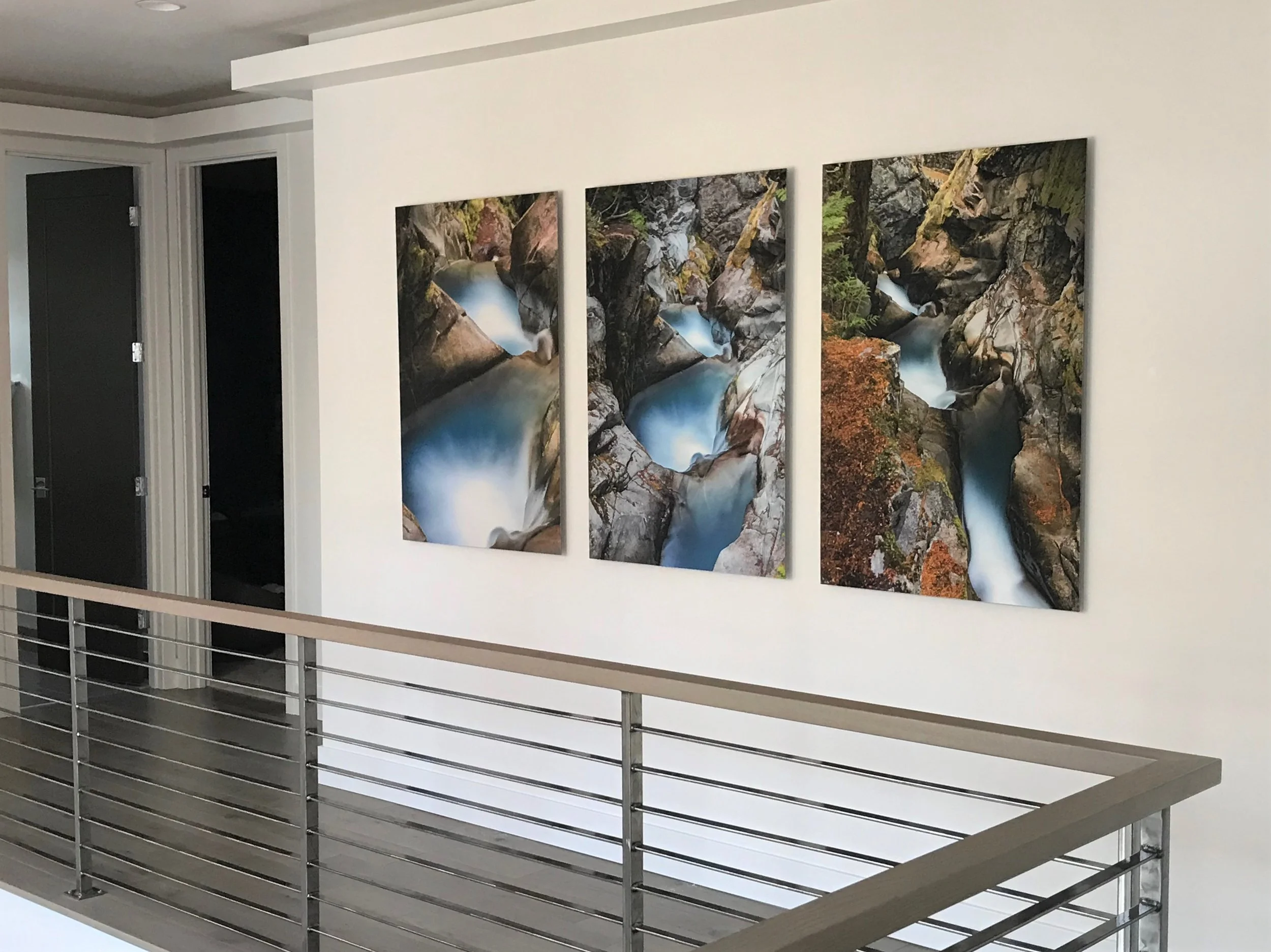 Sleek, modern, and for the ages. Three 30”x45” DiBond prints with protective coating and ‘floating’ Nielsen frames.
