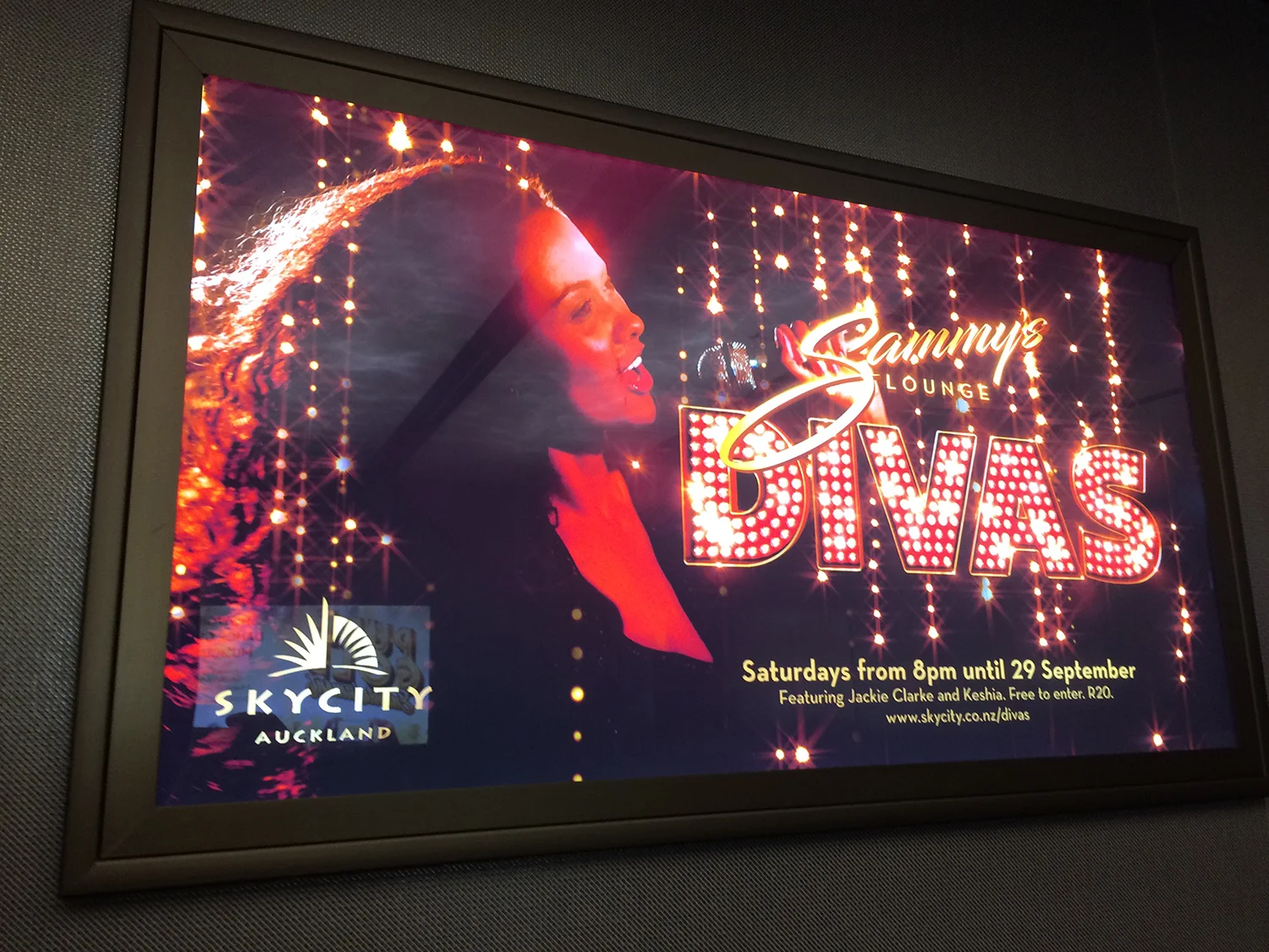 Lift poster on-site at SKYCITY