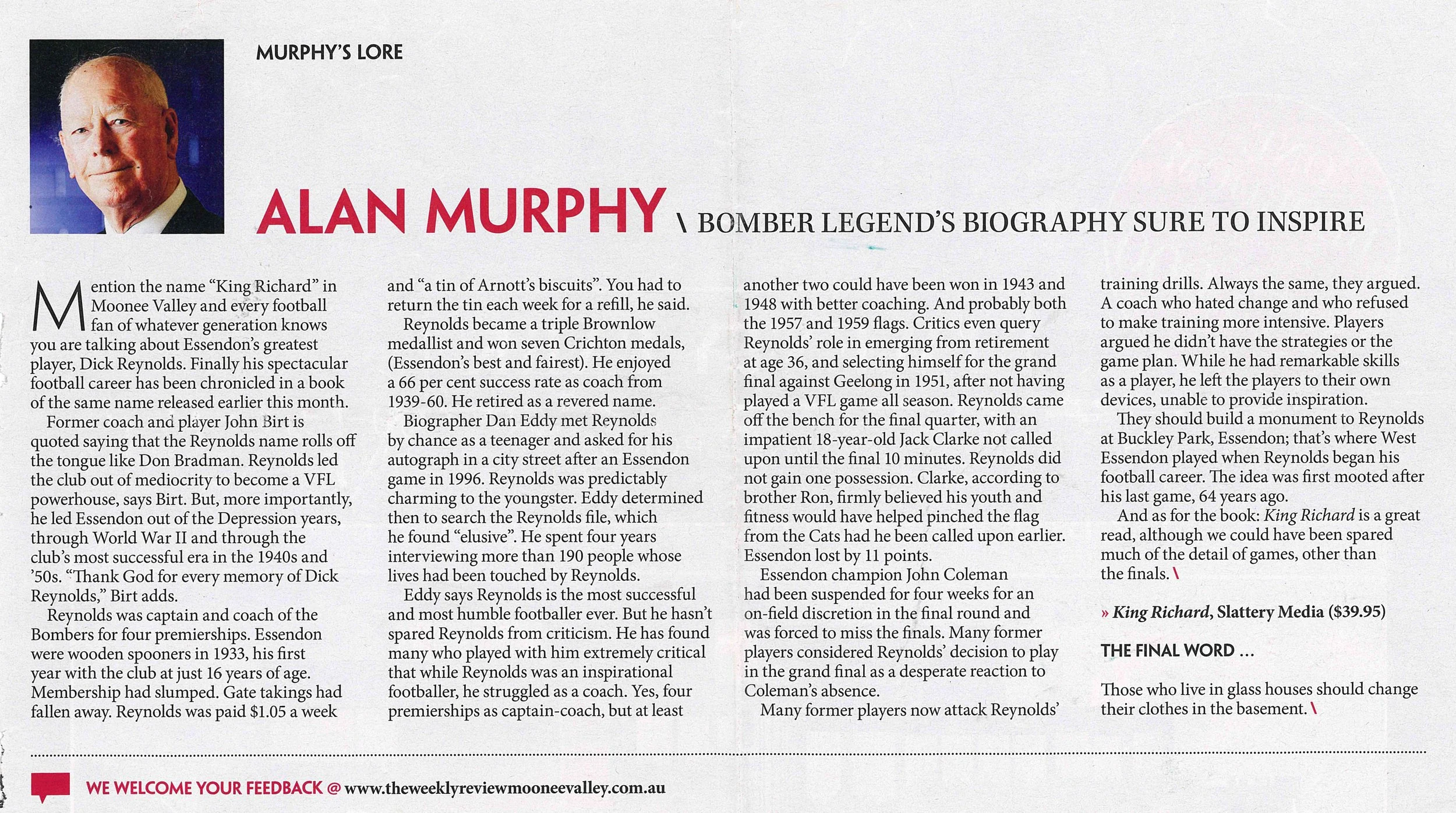 King Richard review in The Weekly Review Moonee Ponds.jpg