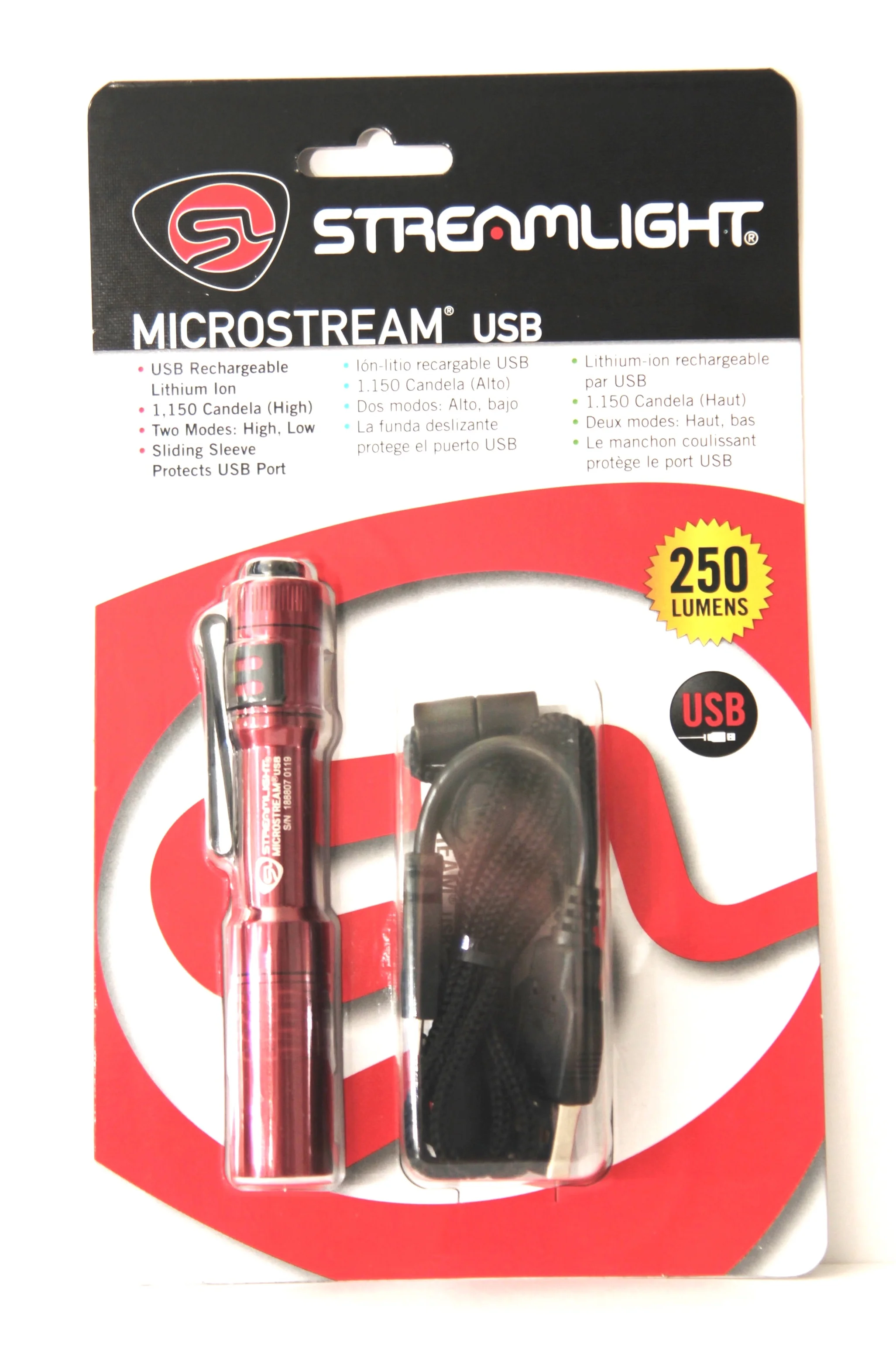 Microstream Flashlight USB RED