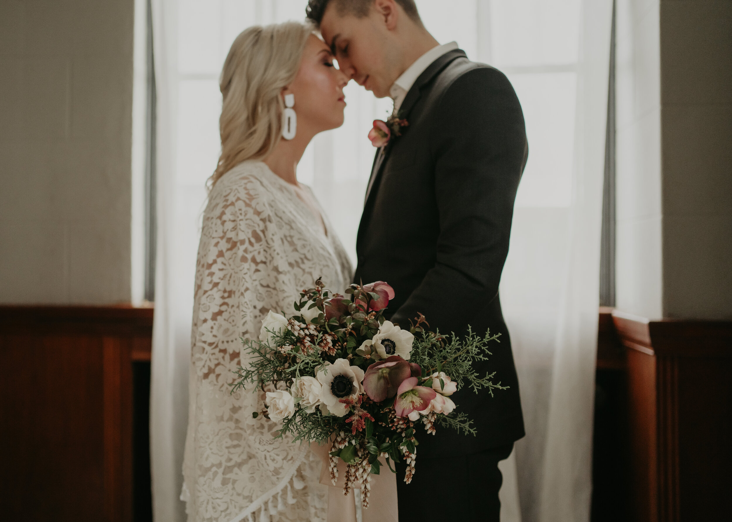 Elegant, Classic, Modern Winter Wedding in Ferndale Wa with Hellebore and Roses