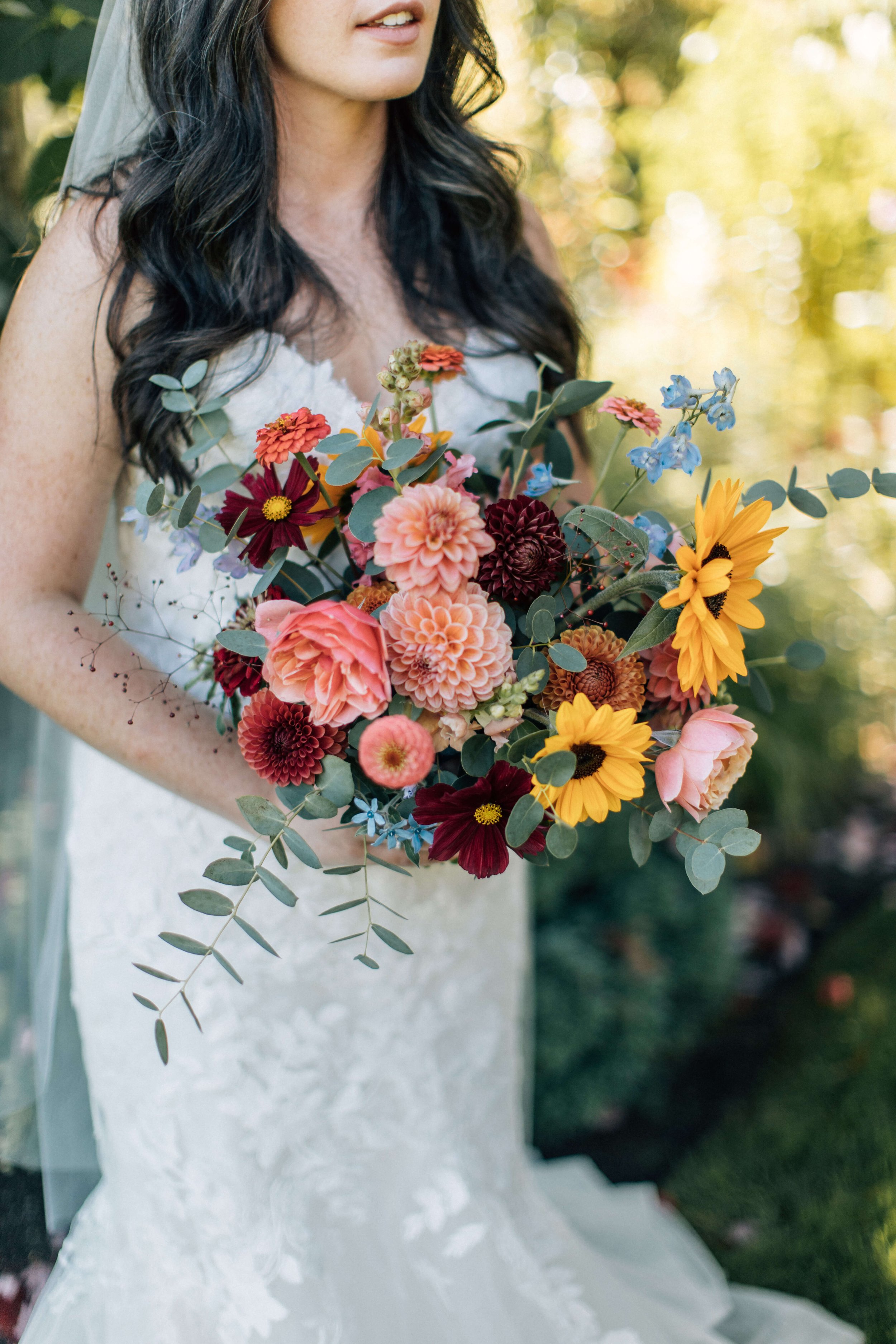 Colorful, Vibrant, Organic, Sustainable Bridal Bouquet on Whidbey Island