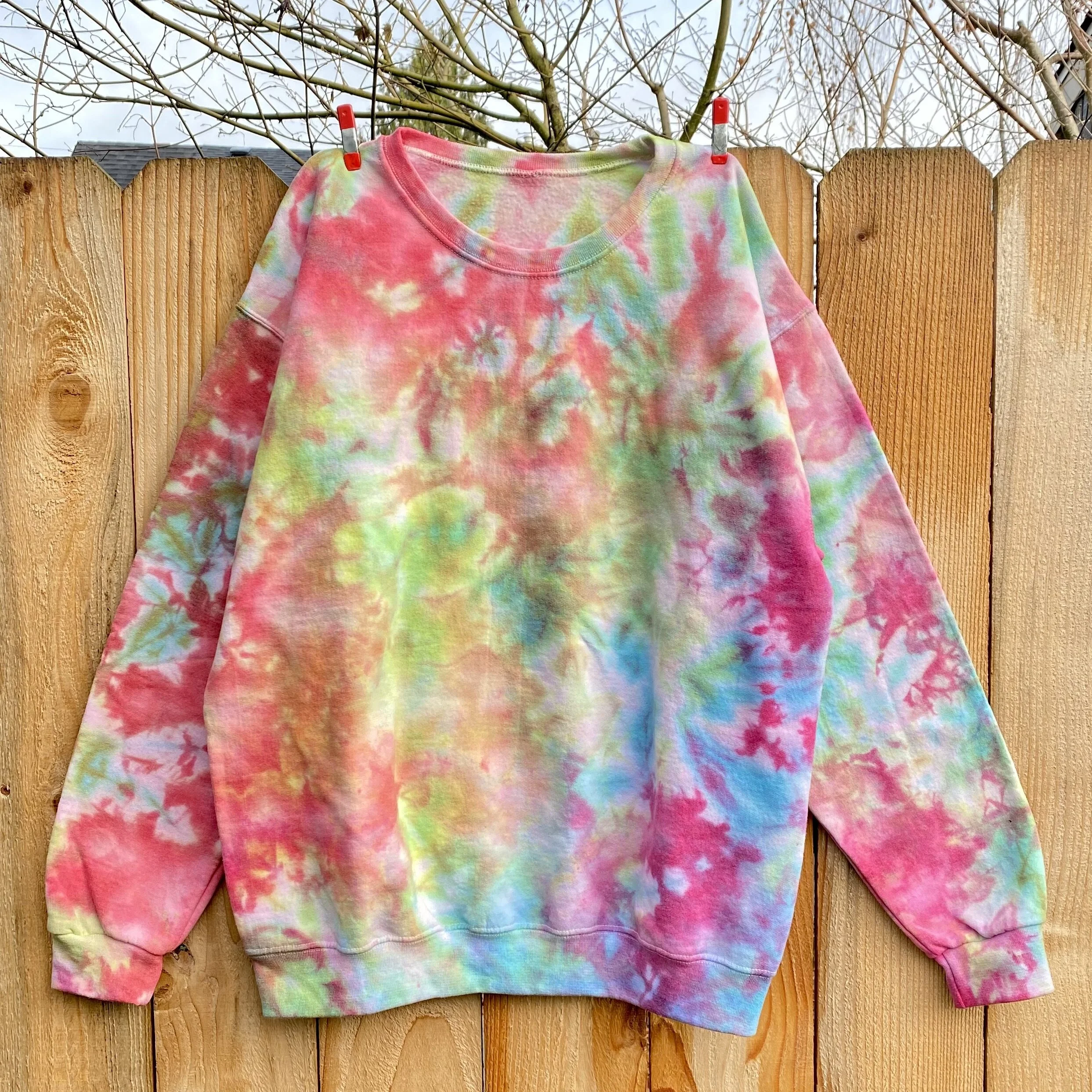 Rainbow Tie Dye Cozy Crewneck Sweatshirt