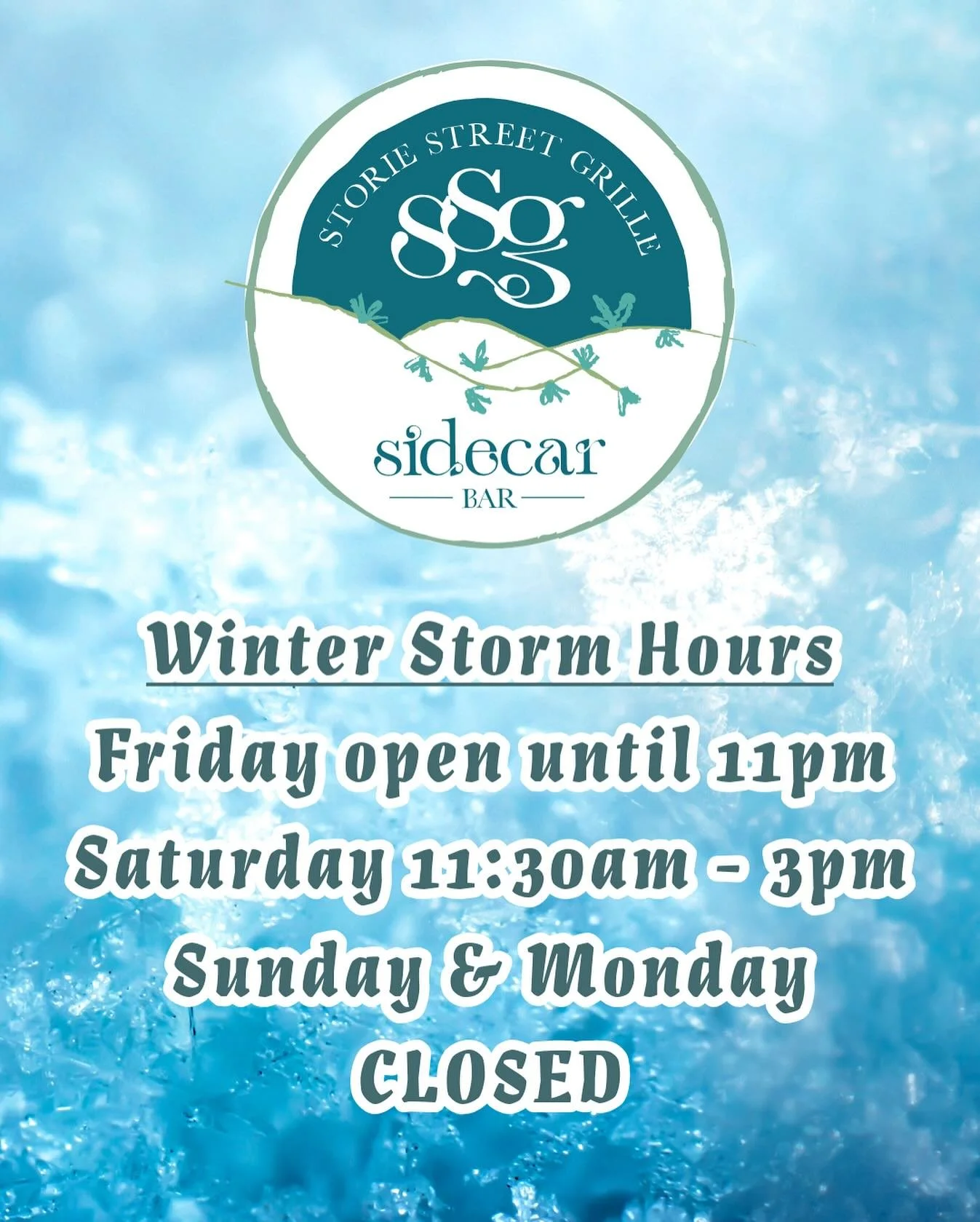 We hope everyone stays safe and warm out there.  Come by and visit before riding out the weather if you can.  We are here until 11pm tonight and 3pm on Saturday.  See ya on the other side of the wintering!