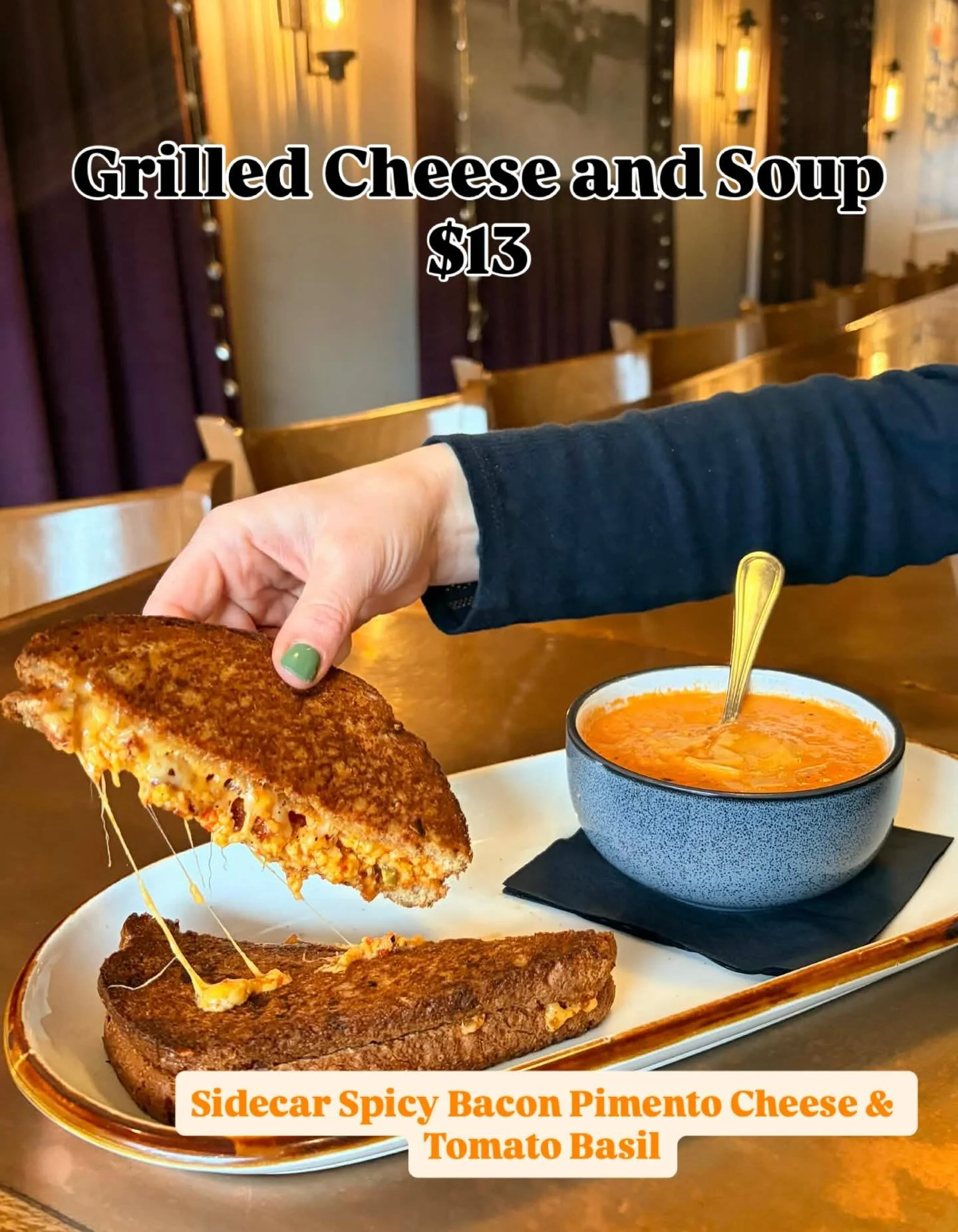 Hours for Wednesday 1/28 are 12pm - 7pm.  7pm will be our last seating. 
Hoping for normal operations on Thursday.  Join us for our Grilled Cheese &amp; Soup specials and $$$ off wine. 
It&rsquo;s an amazing way to warm up the week!