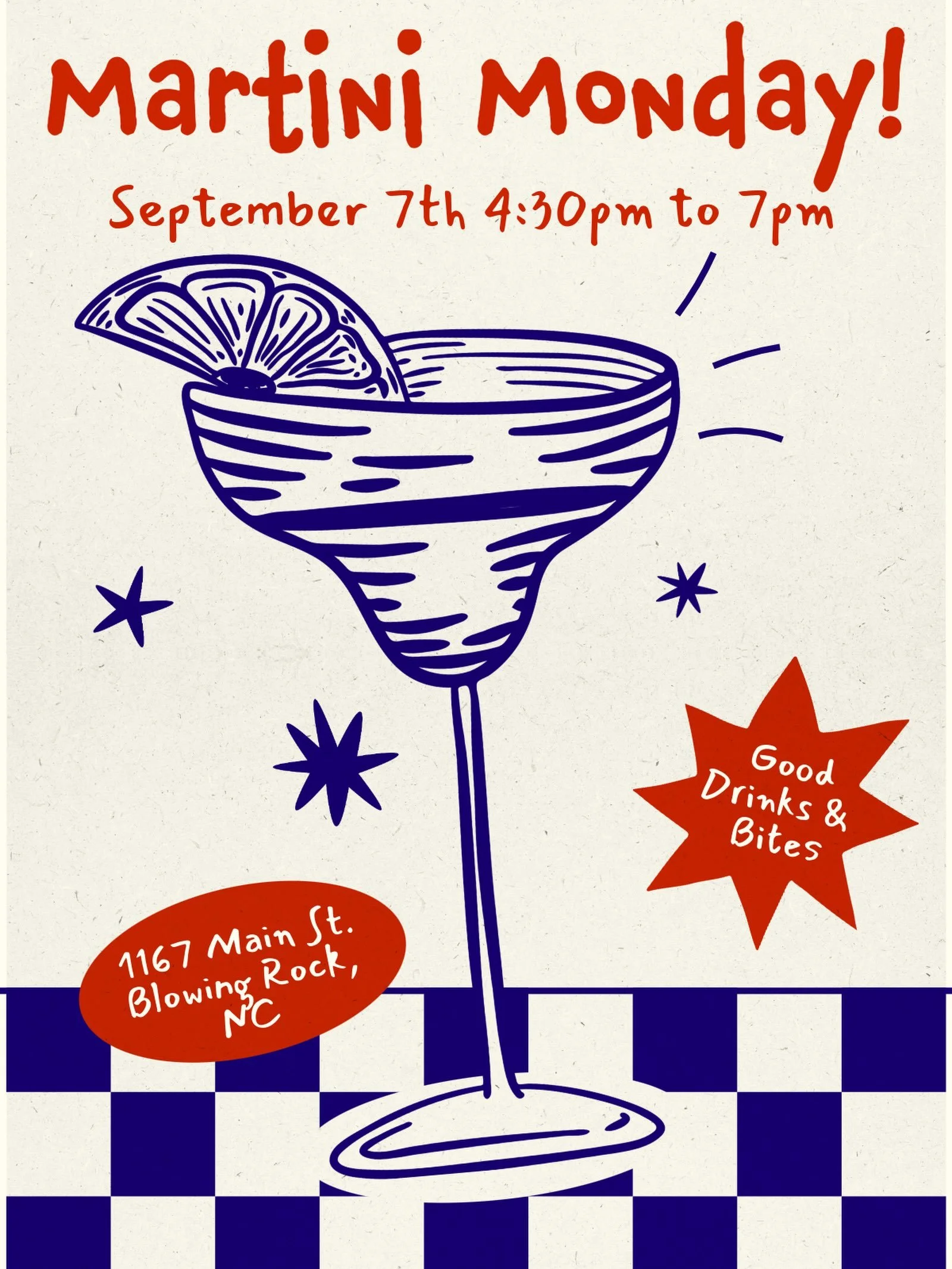 The first Monday of every month Sidecar Bar is open from 4:30pm-7pm for sips and snacks aka Martini Monday!  This Labor Day come join us after a long weekend of out of town guests and enjoy some time being a local with other locals.  The patio is a g