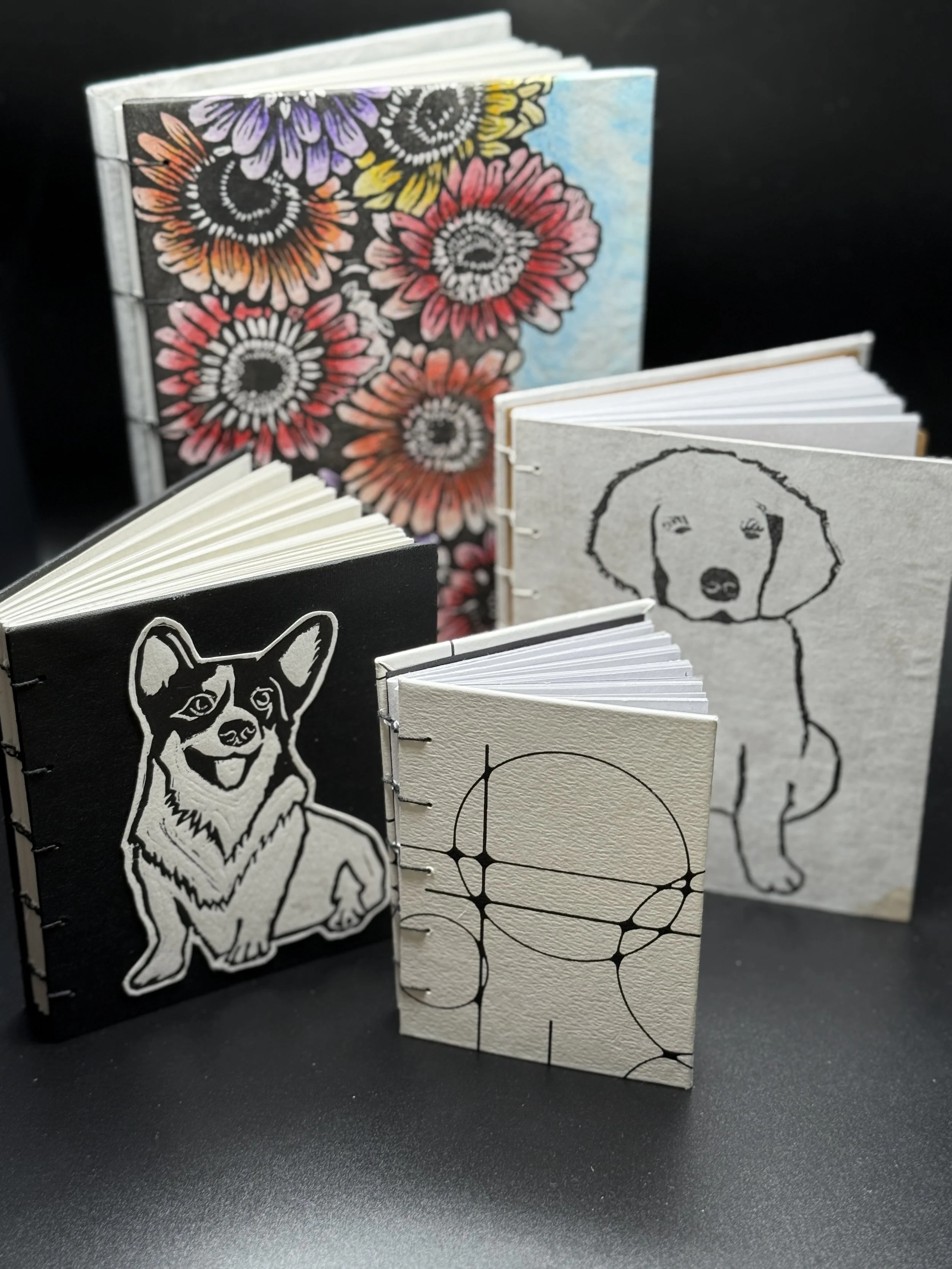 Coptic Bound Books with Original Linocut Covers