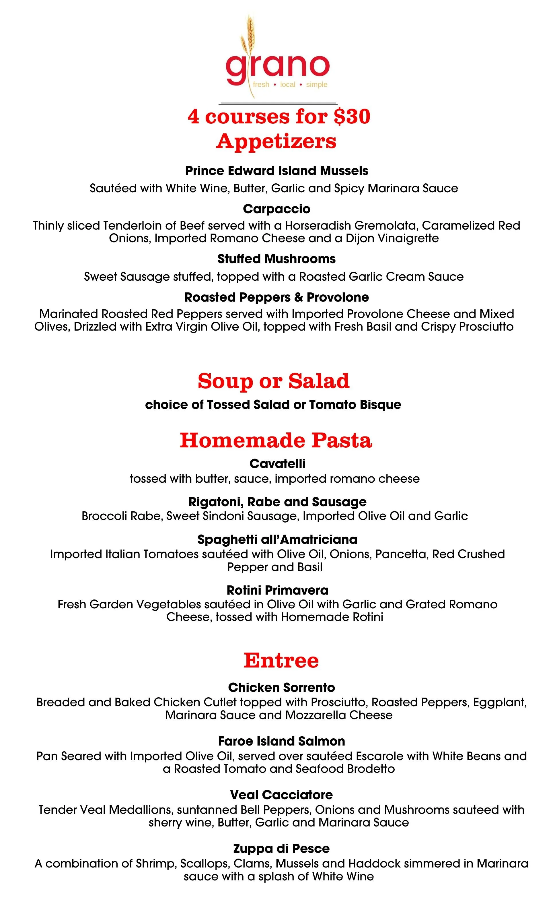 four course — grano