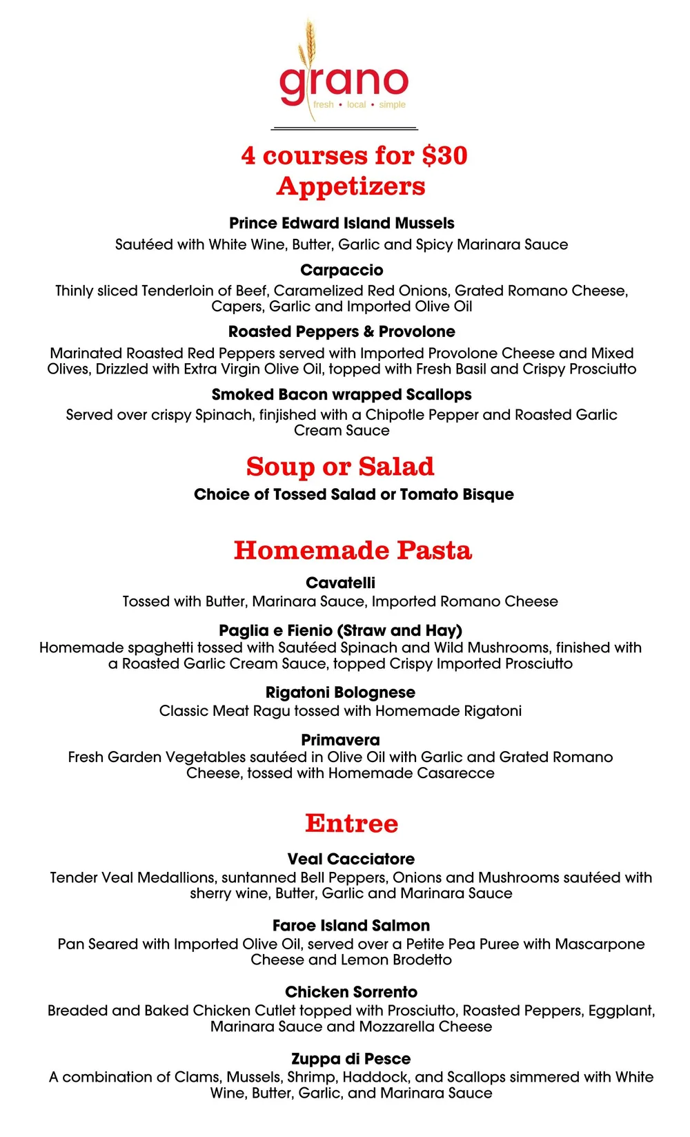 four course — grano