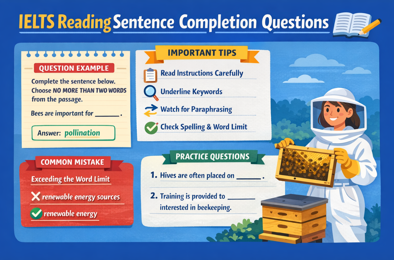 IELTS Reading Sentence Completion Questions: Tips, Strategy &amp; Practice