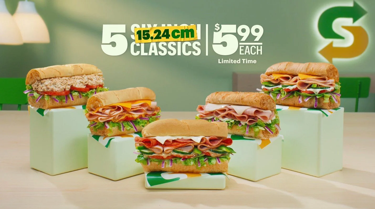 We offered 15.24 cm Canadian Classics for a limited time. Subway, known for its 6-inch subs, used this fun switch to metric to connect with Canadian humour while sharing Subway’s value message.