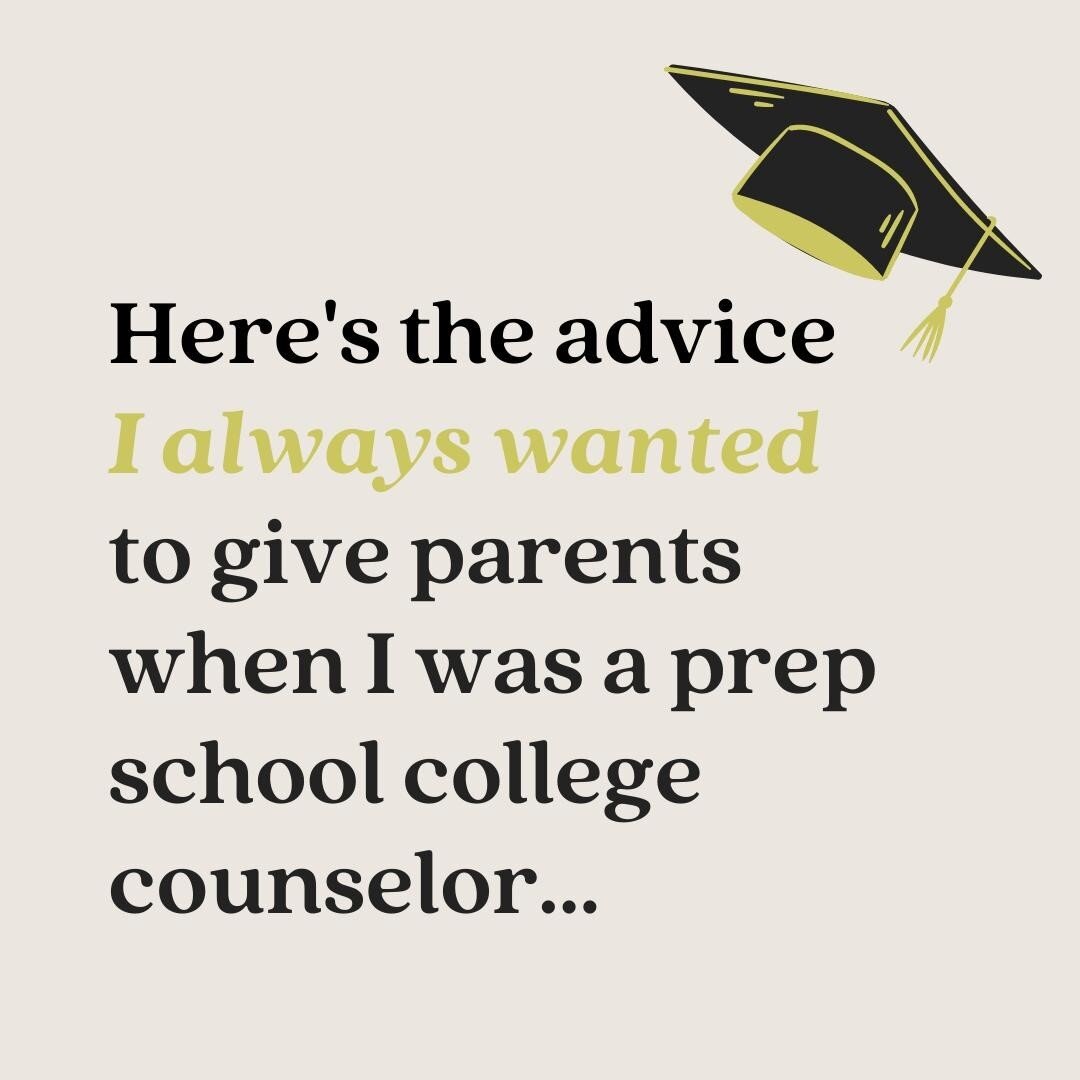 This is what I *wish* I could have told parents when I was working as a college counselor at a prestigious prep school. Link in bio ⬆️⁠
&bull;⁠⁠⁠
&bull;⁠
&bull;⁠
&bull;⁠
&bull;⁠
#teencoach #teenwellness #collegeadmissions #collegeadmissionscoach #col