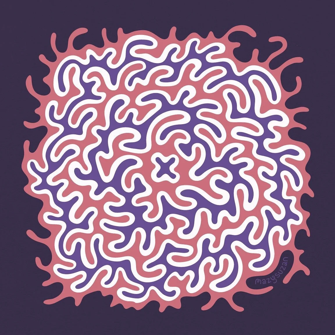 Tree Rings - This design started with a new idea: if a maze path connects to itself in a closed loop, what if I add concentric paths that ripple out from the center like tree rings…? π€
Painted 8” x 8” with #posca pens (slide 2) t