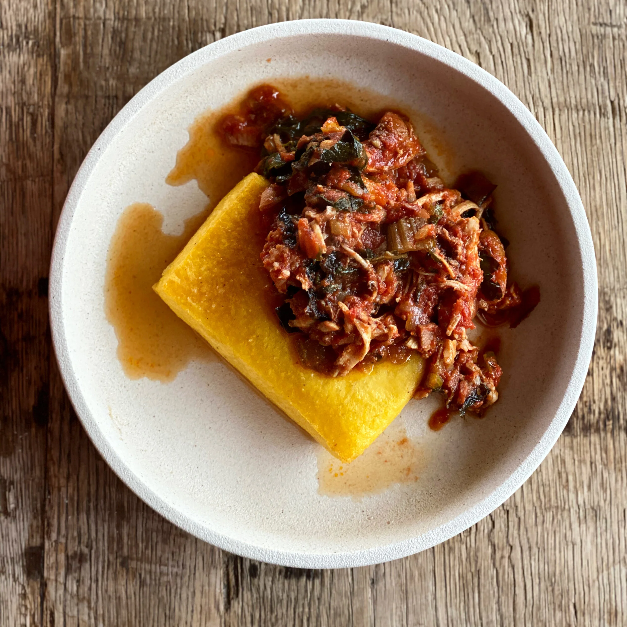 Chicken Ragu with Crispy Polenta