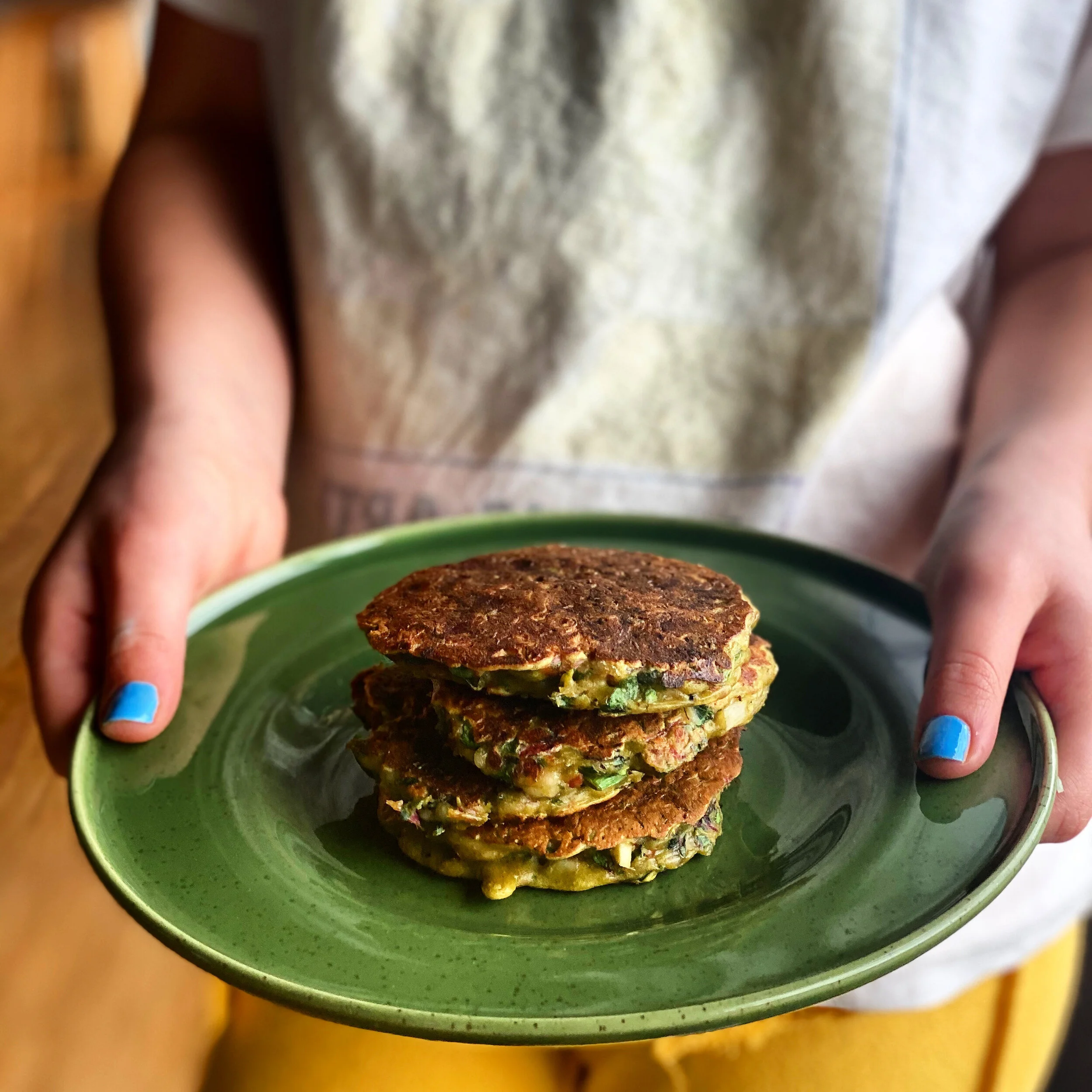 Silverbeet and Haloumi Fritters 