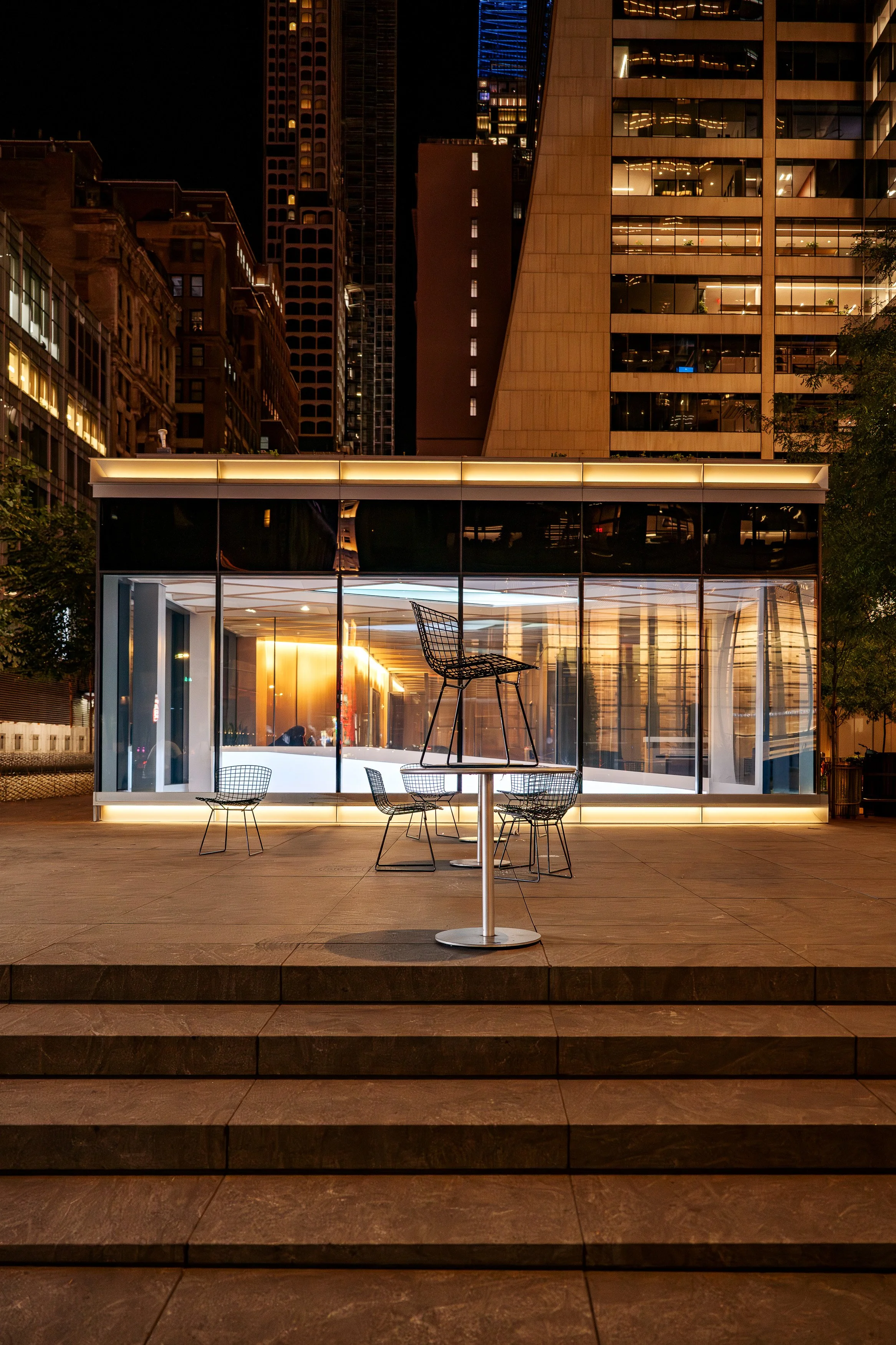 Chair on a table at Bryant Park, New York