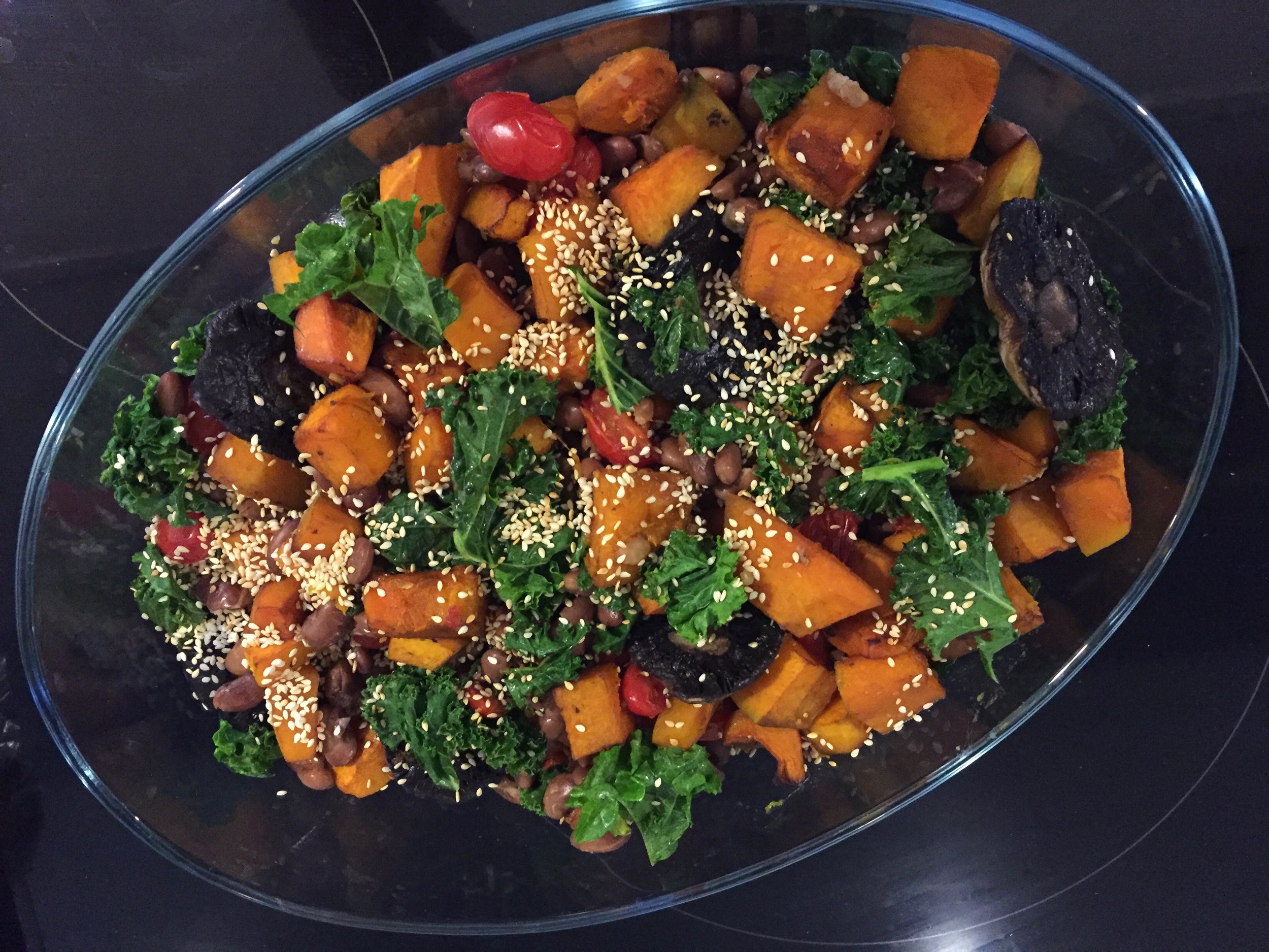 Roasted Kale and Pumpkin Salad With Soy-Chilli Dressing