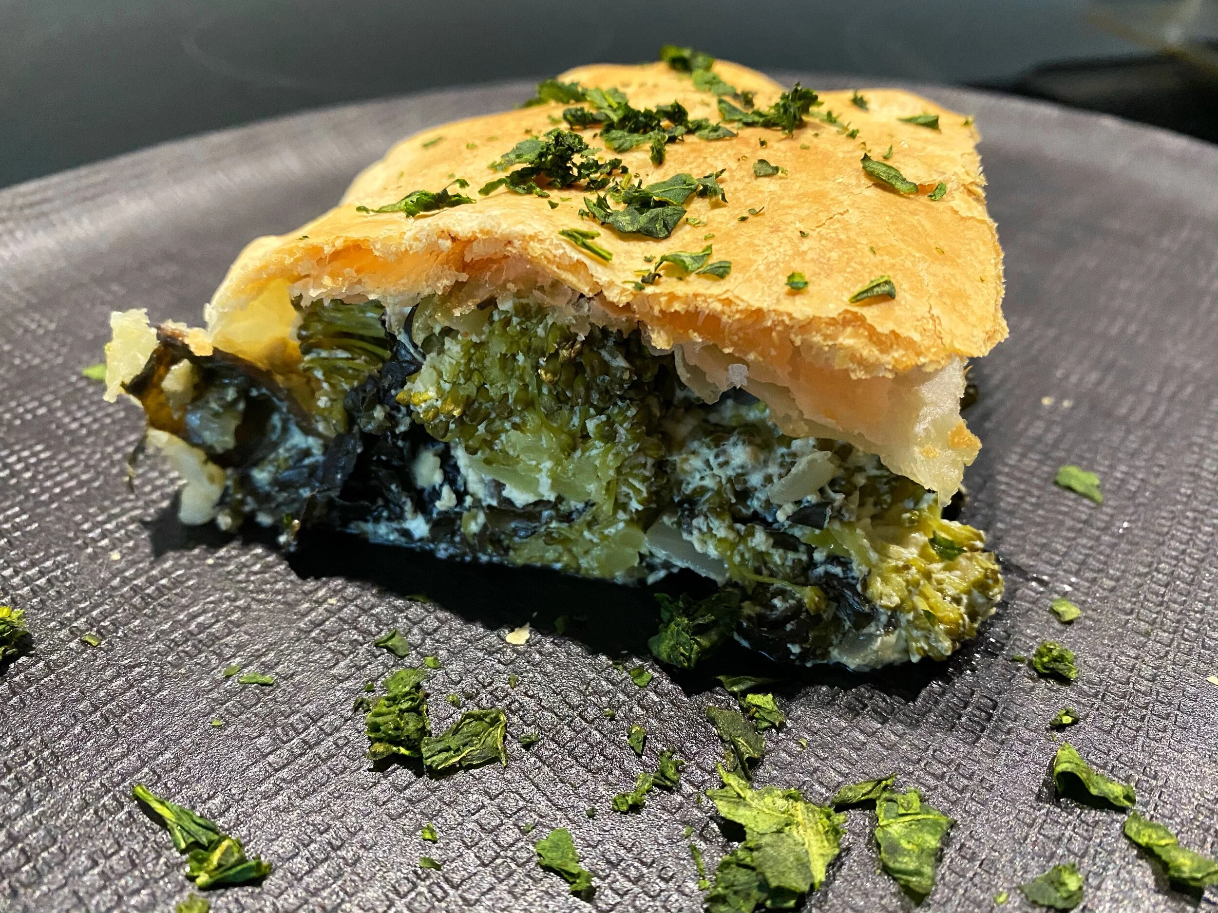 Silverbeet, ricotta and broccoli pie