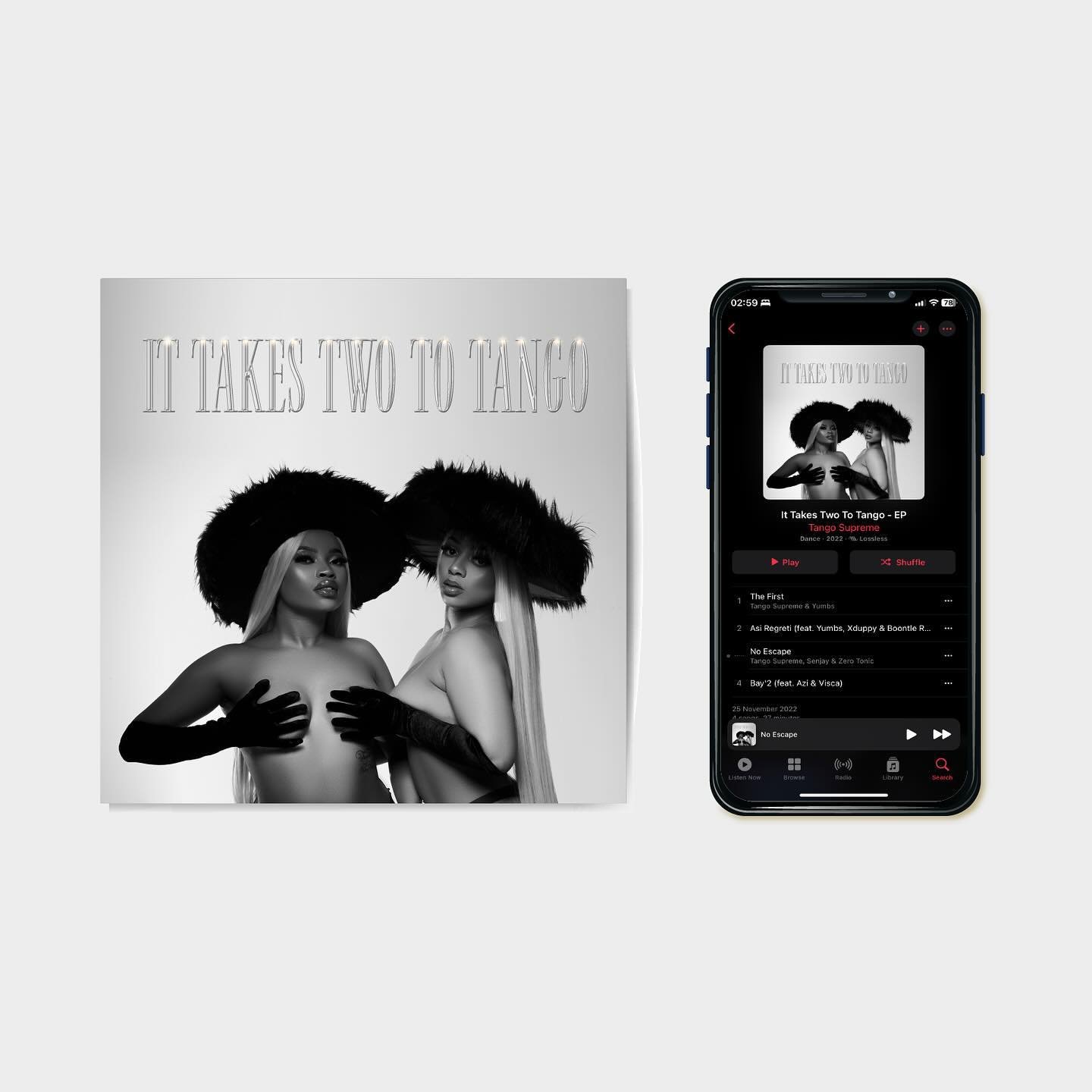 Bringing it back with another passion project for Supreme Tango&rsquo;s EP artwork, &ldquo;IT TAKES TWO TO TANGO.&rdquo; 

The design captures the essence of elegance, simplicity, collaboration, and boldness, reflecting the duo&rsquo;s unique style. 