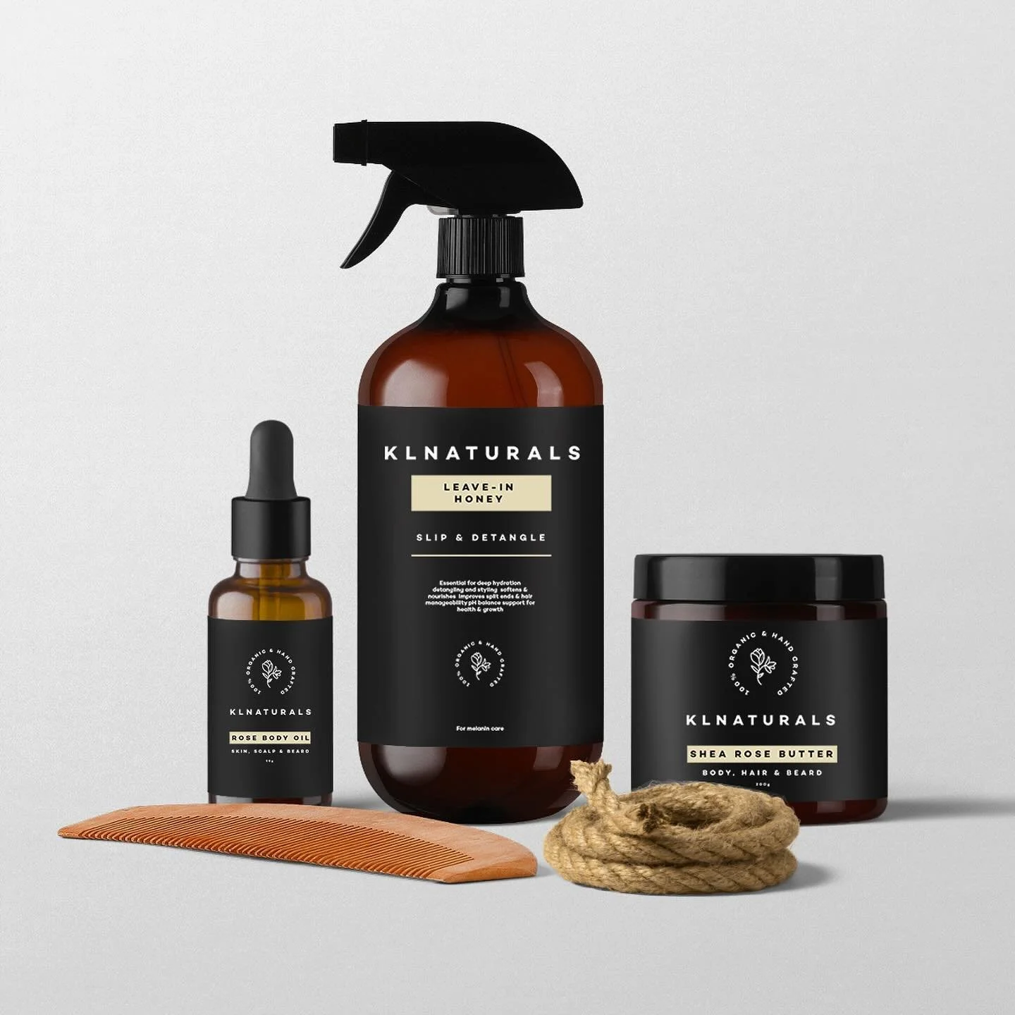 I had the privilege of rebranding a locally made line that takes pride in handcrafting its products with the finest ingredients to care for your hair and skin.

The brand identity draws inspiration from organic and minimalist designs, which is reflec