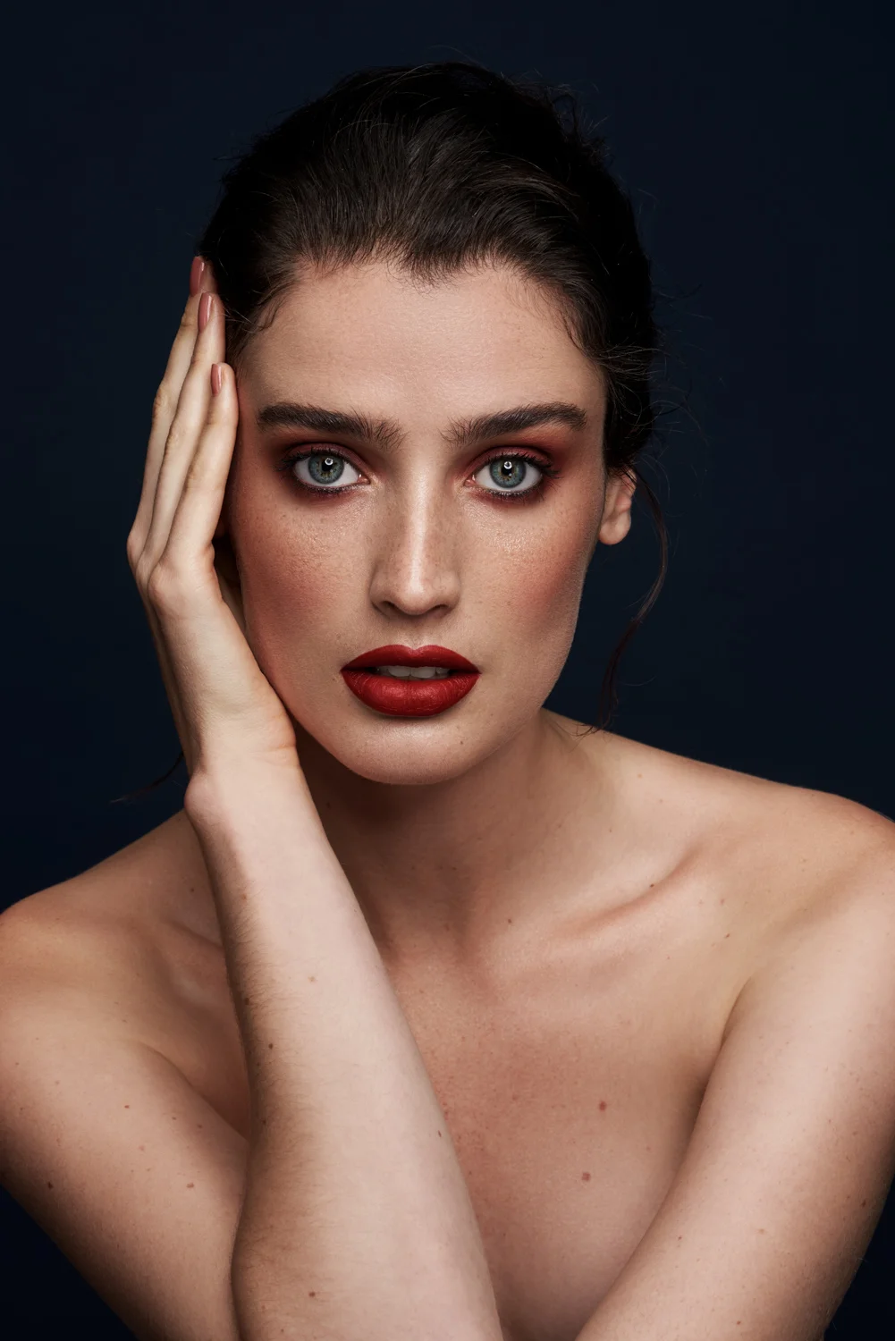 Red eyeshadow and red lip