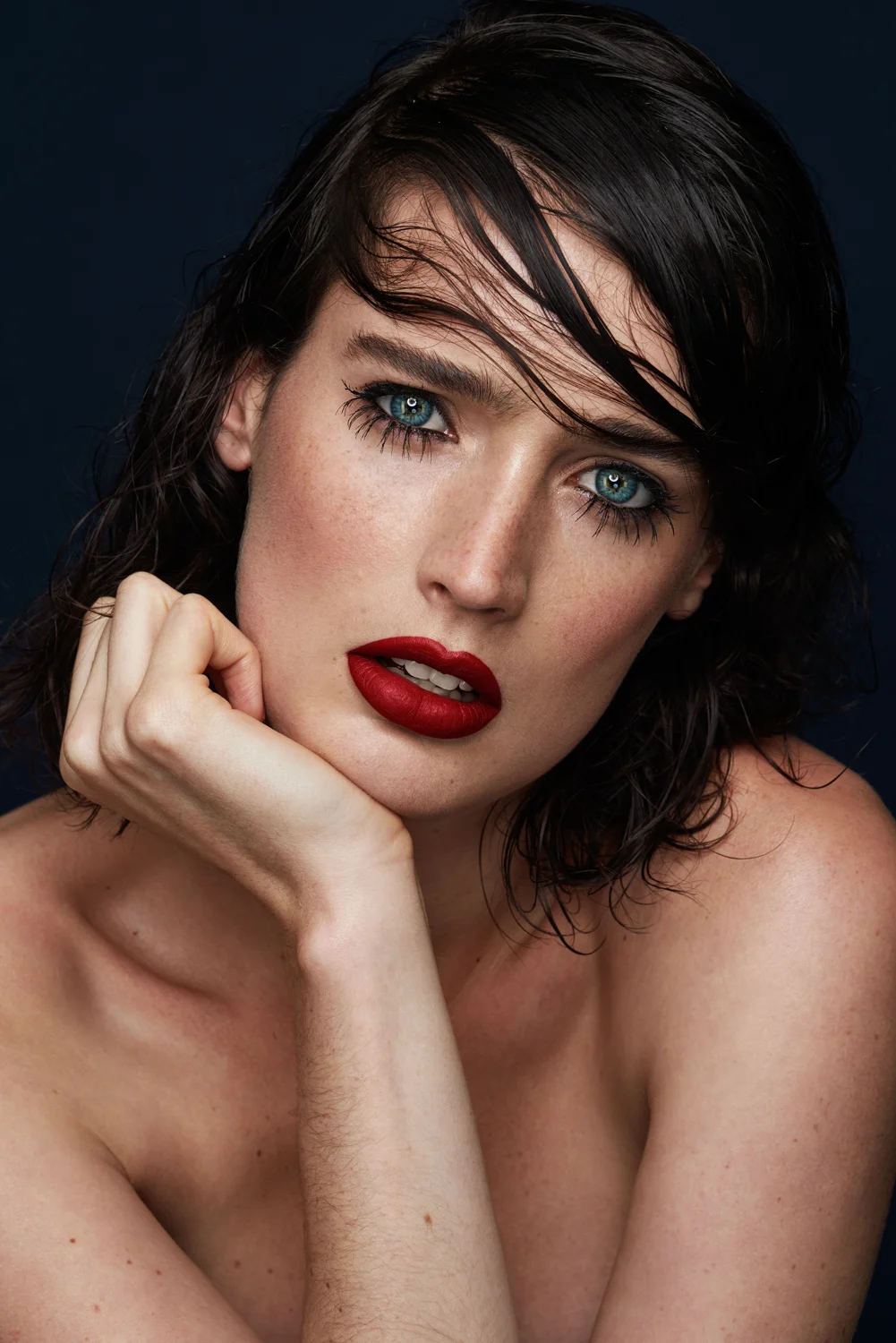 red lip beauty portrait