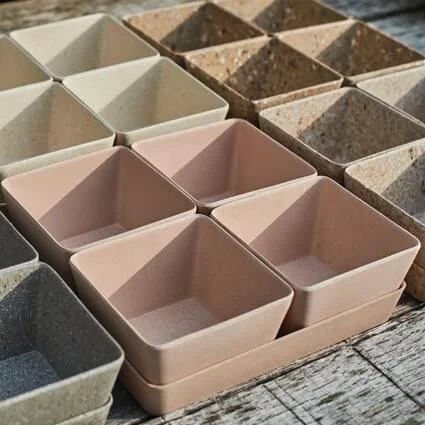 husk by product set 4 square planters blush