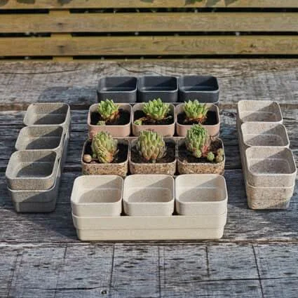 made with husk rectangle set 3 planters multi