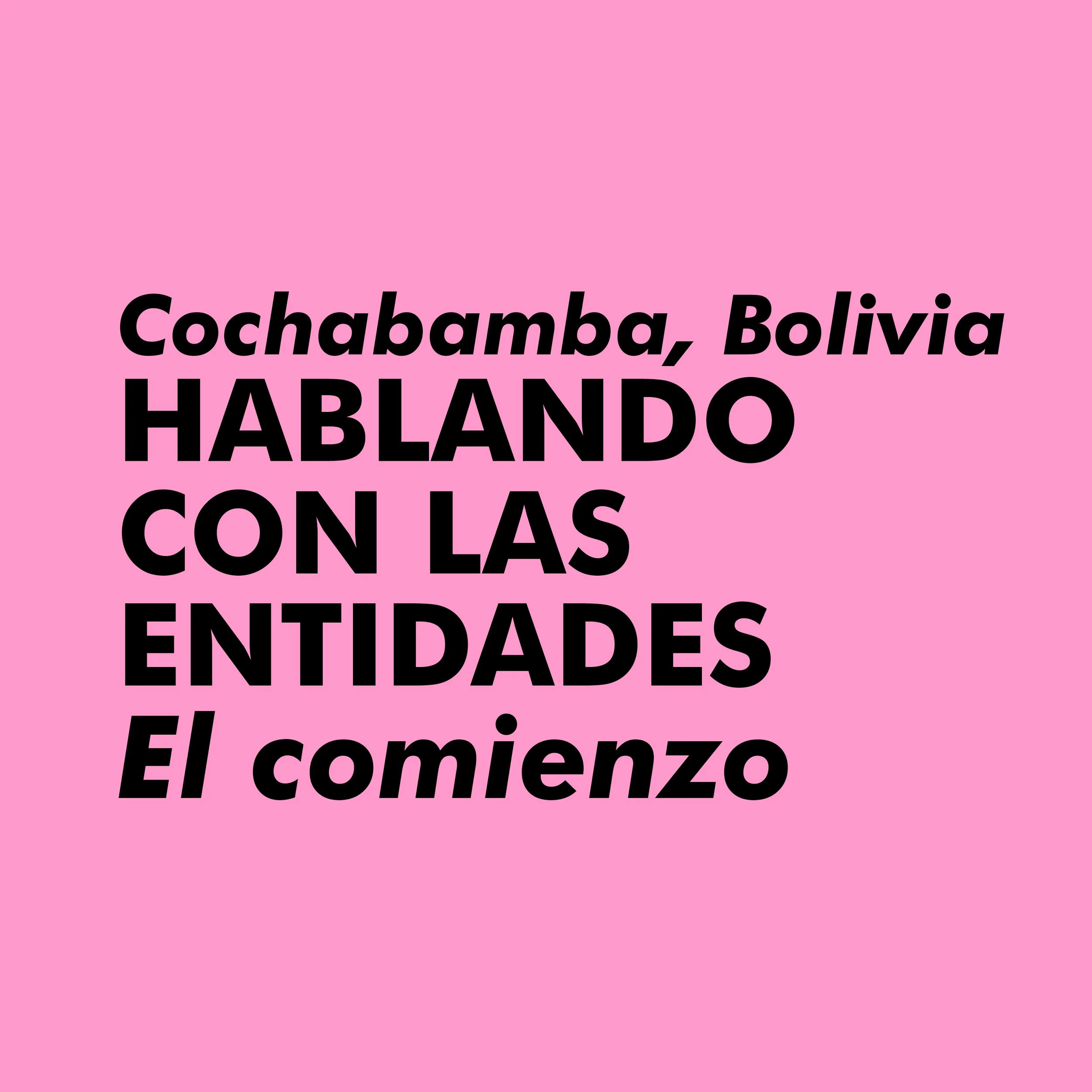 HABLANDO CON LAS ENTIDADES. EL COMIENZO | Cochabamba, Bolivia