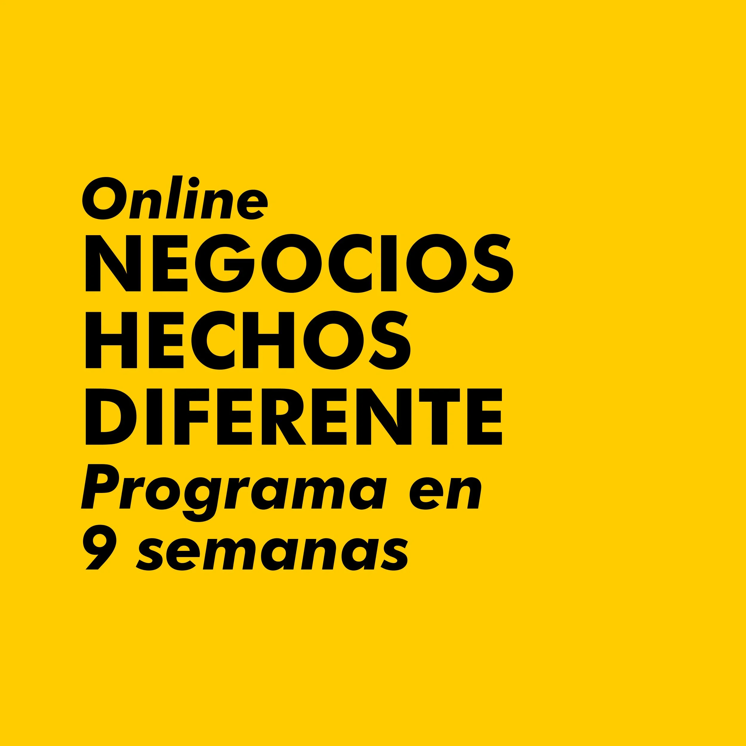 NEGOCIOS HECHOS DIFERENTE. Programa 9 semanas.