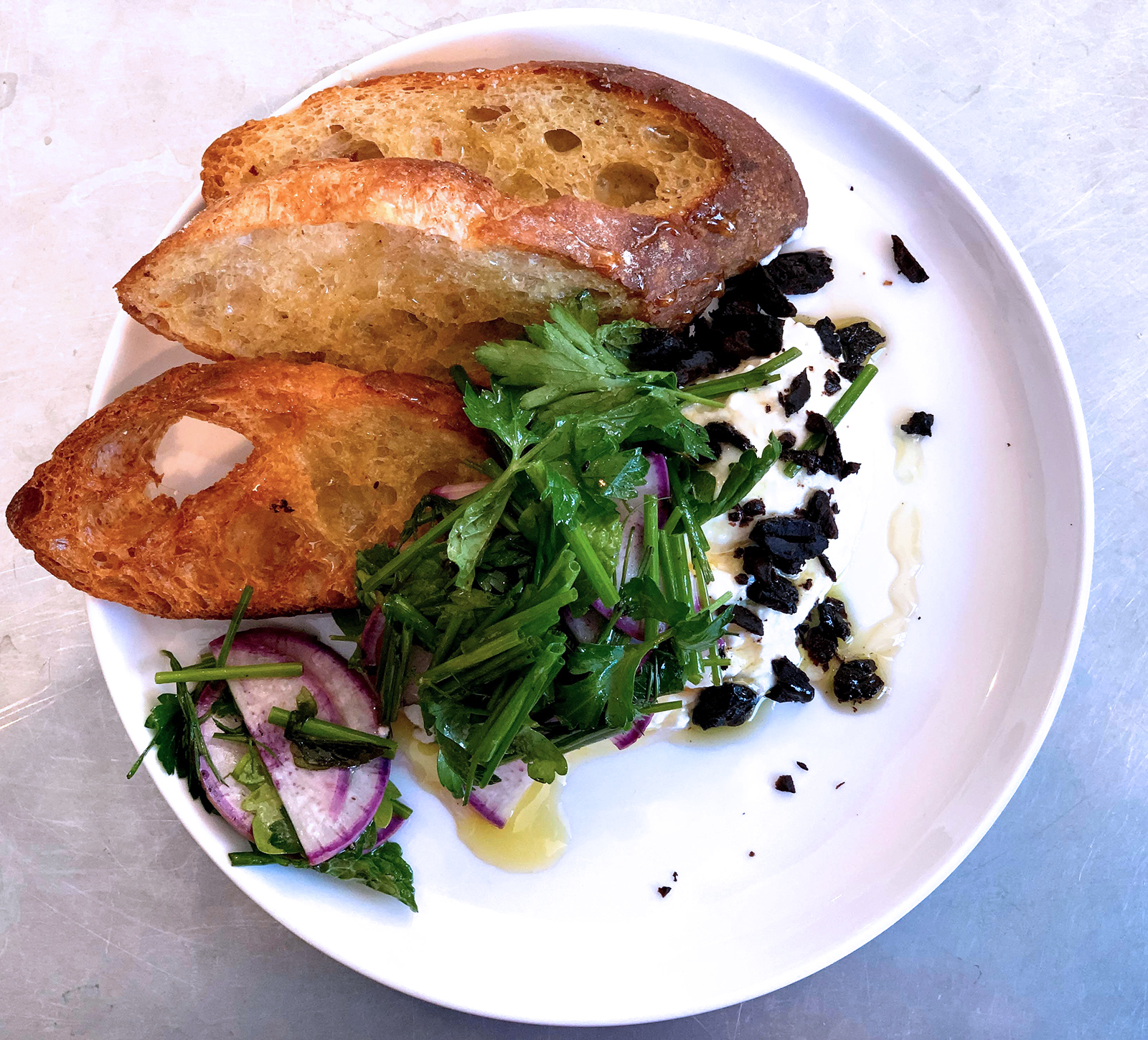Burrata Herbs and Olives Salad