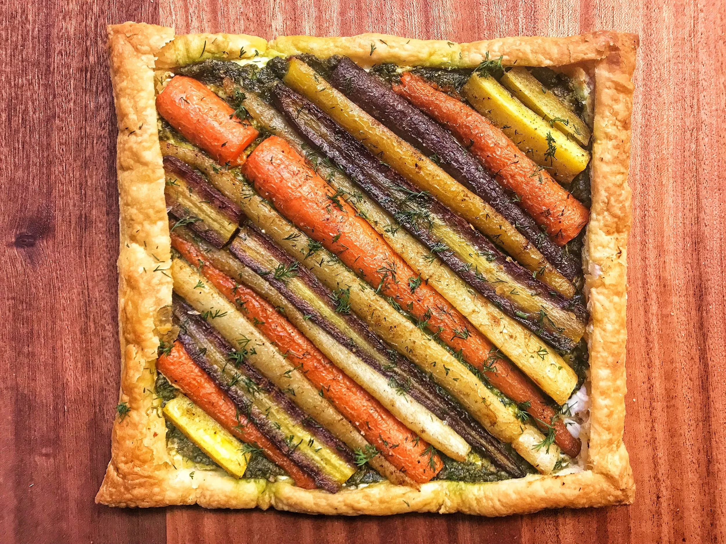 Cheesy Pesto Carrot Tart