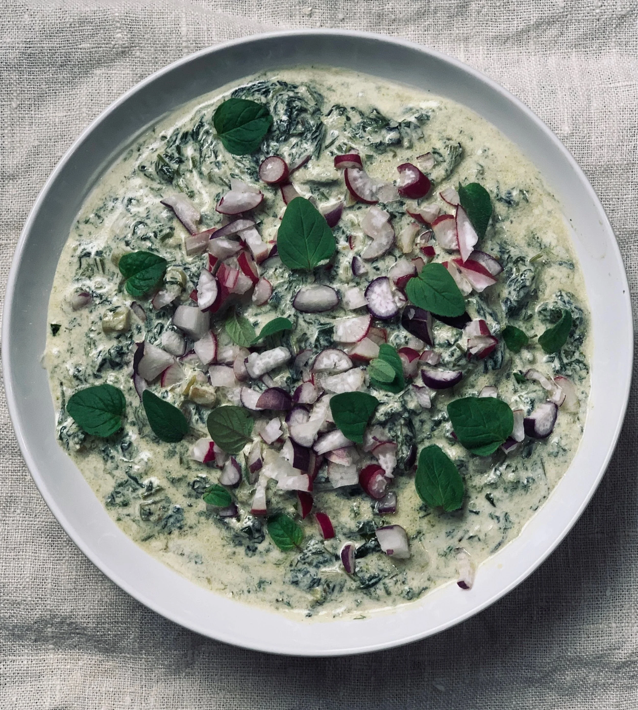 Braised  Stinging Nettles and Yogurt