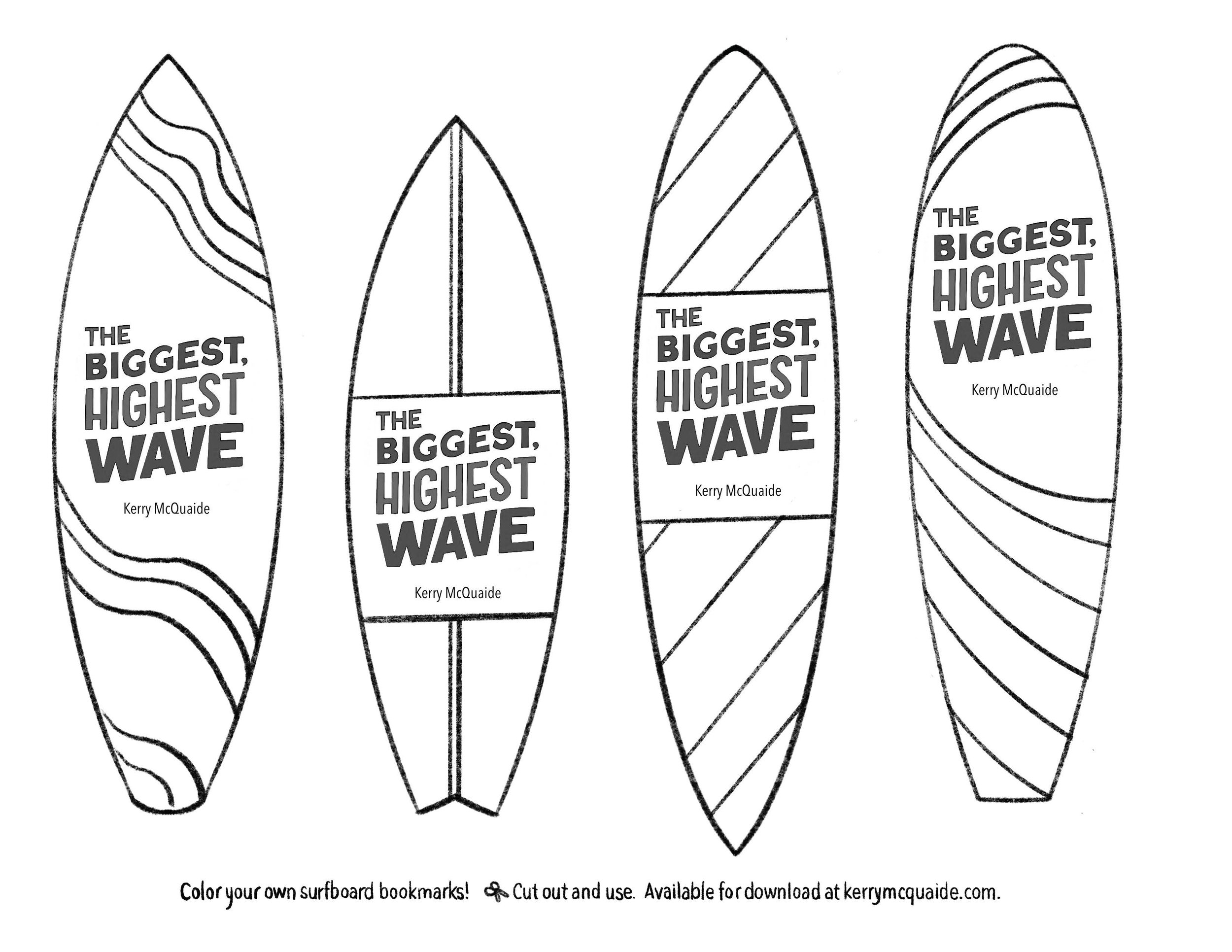 Color-Your-Own Surfboard Bookmarks!