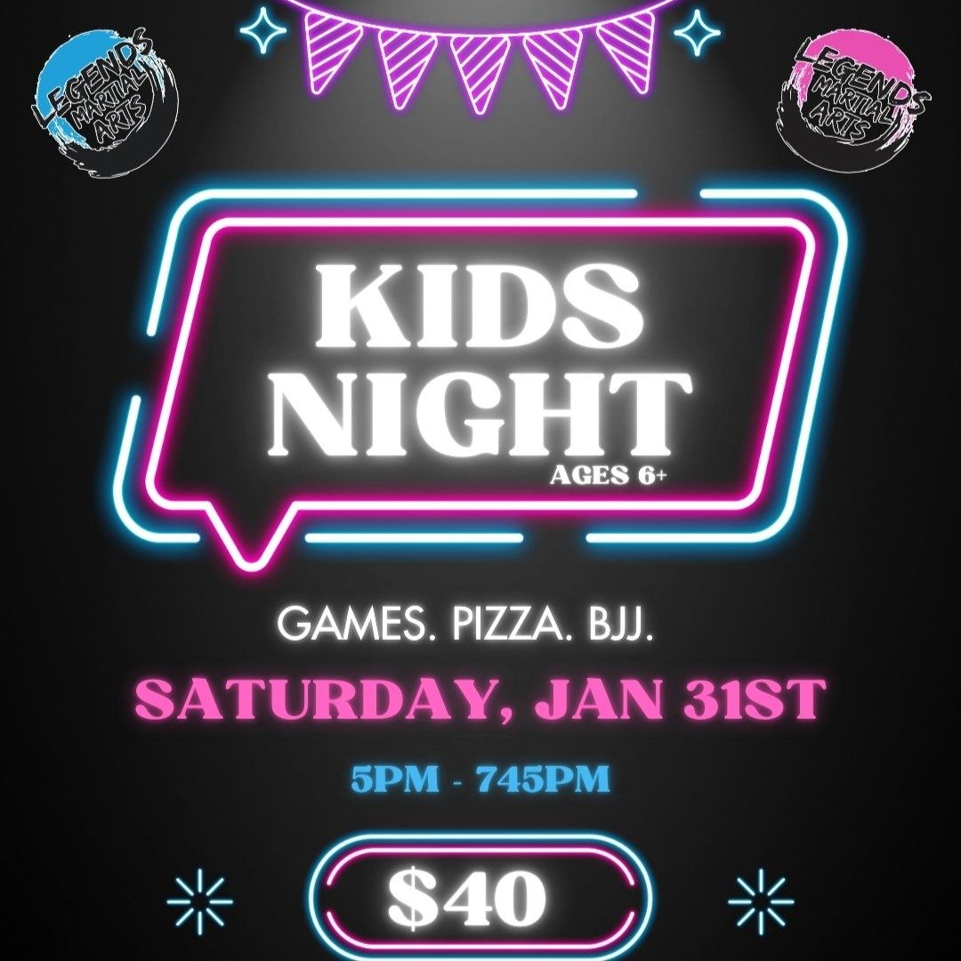 Kids Night is BACK 💥

Games. Pizza. Jiu-Jitsu. Chaos (the good kind). 😎🍕🥋

📅 THIS Saturday, Jan 31st
⏰ 5:00&ndash;7:45 PM
👊 Ages 6+
💲 $40

Parents get the night off.
Kids get the best night of the week.

⚠️ Limited spots &mdash; RSVP now

#Kid