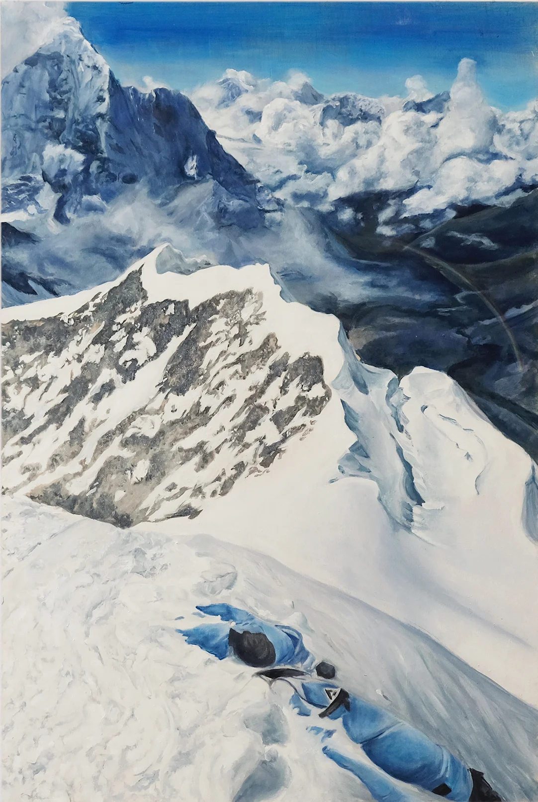Dead Climber #1 Everest, 2017, Oil on Panel, 54.25"x36.5"