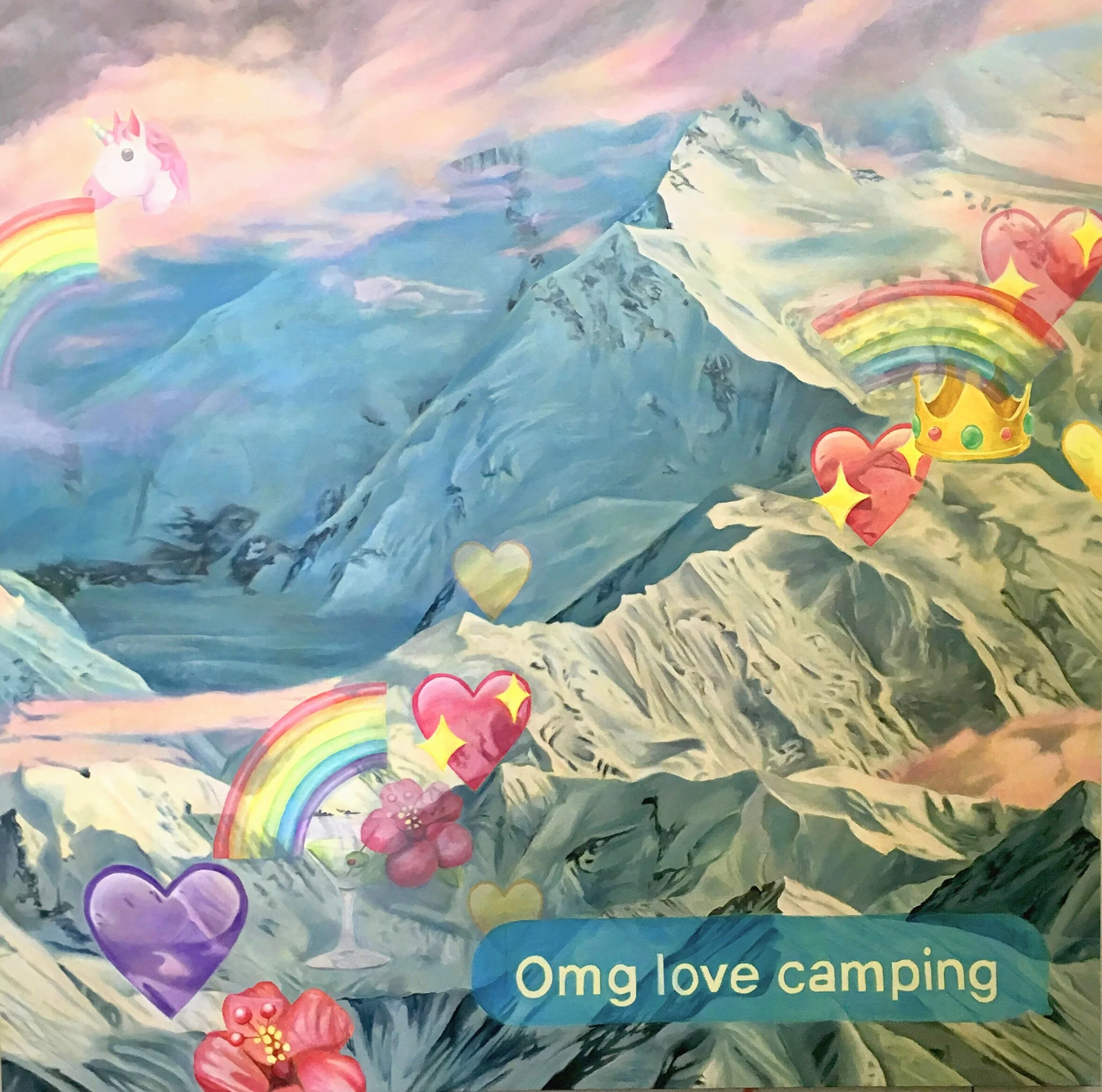 Omg love camping, 2019, 72” x 72”, Oil on Canvas