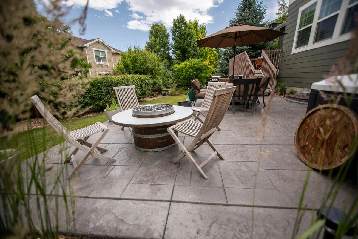 Modern stamped concrete patio in colorado