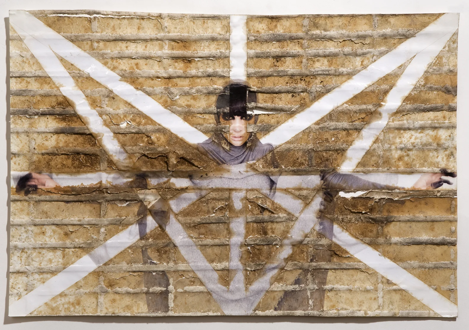 Meagan Black, inkjet print, packing tape, coffee, coffee grounds, milk, 13"x19", 2010