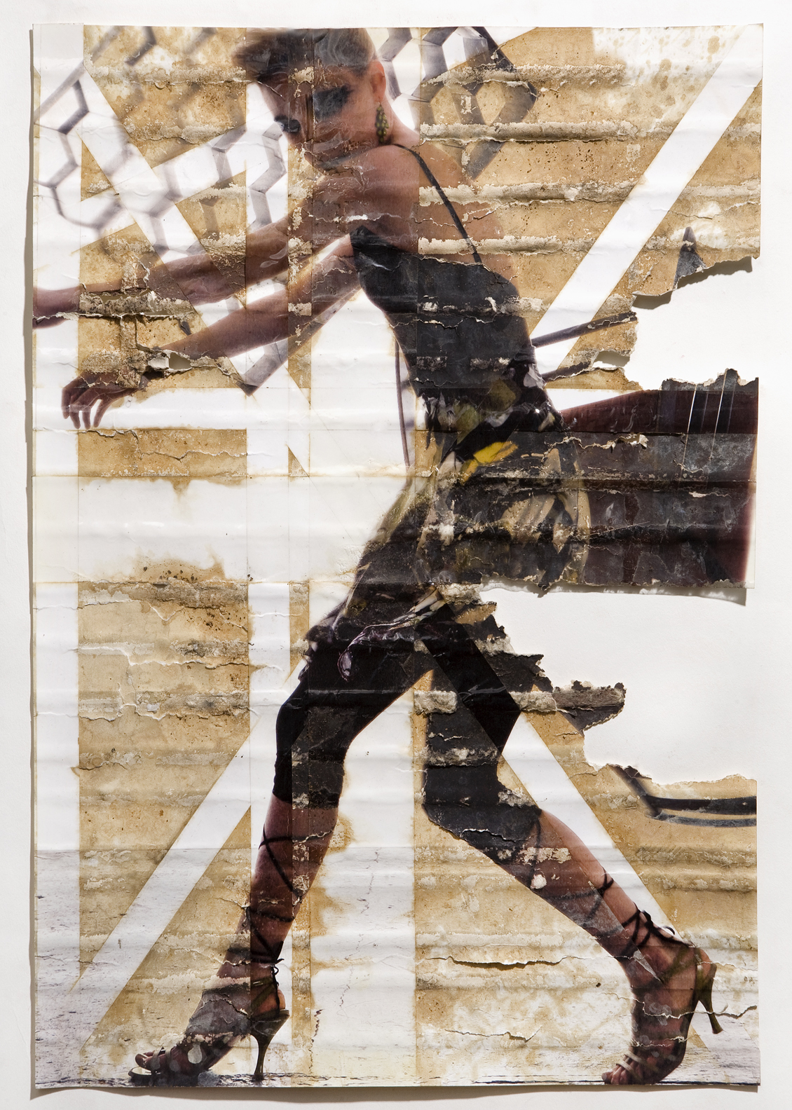 Untitled, inkjet print, packing tape, coffee, coffee grounds, milk, 13"x19", 2010