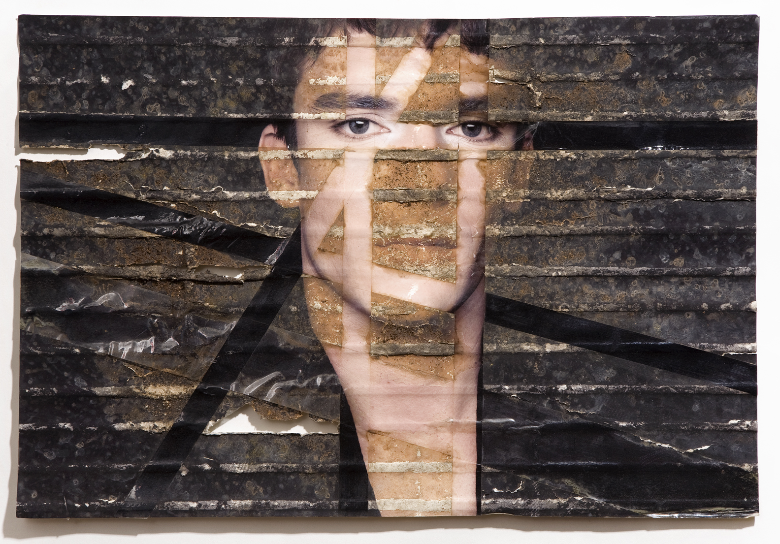 John Black,  inkjet print, packing tape, coffee, coffee grounds, milk, 13"x19", 2010