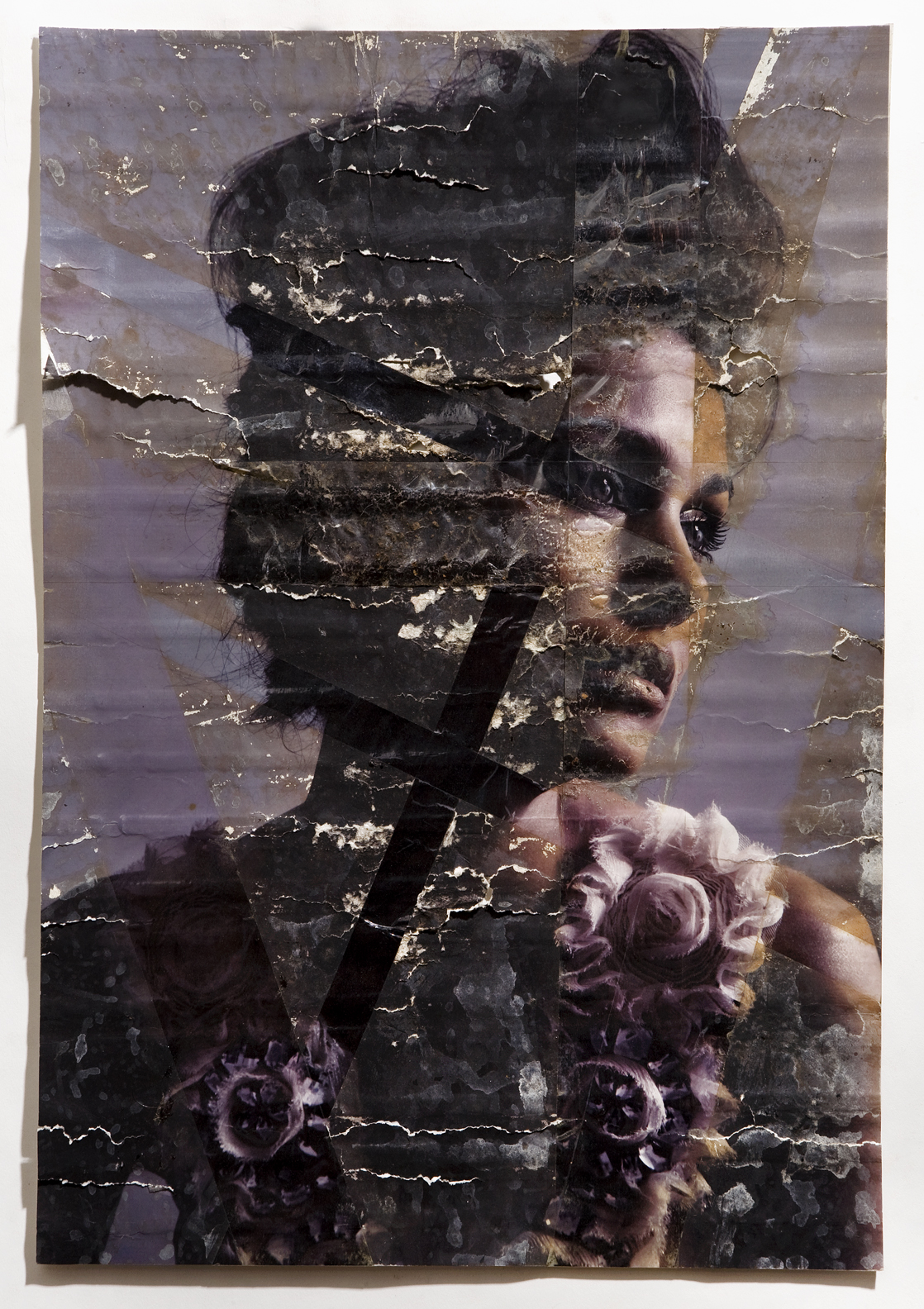 Zita, inkjet print, packing tape, coffee, coffee grounds, milk, 13"x19", 2010
