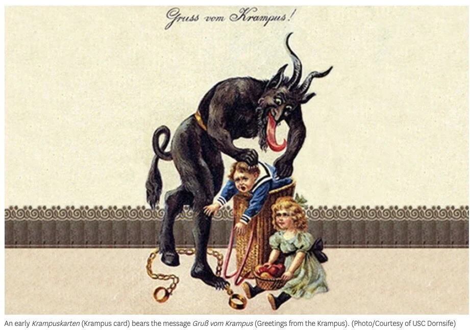 Creepy Krampus Christmas card from the early 1900s