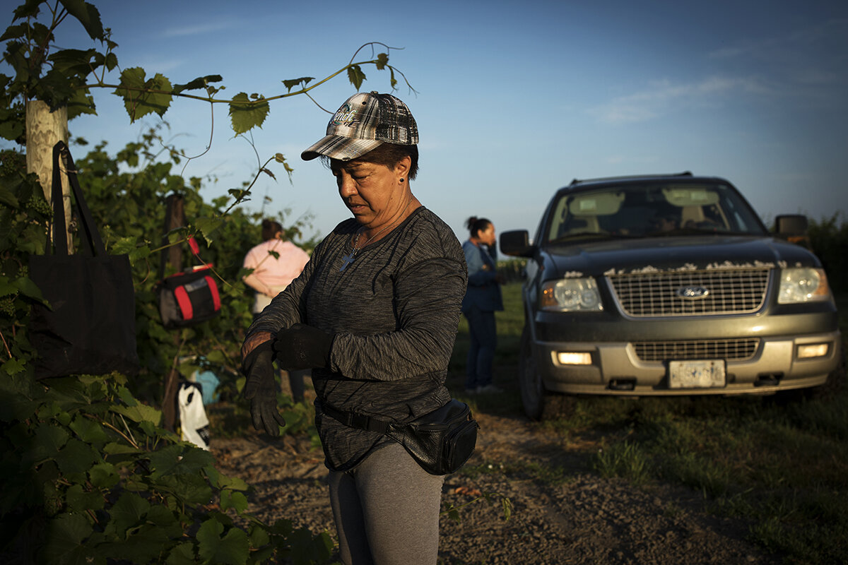 Isla prepares to start work for the day on a farm in Ontario. “Canadians don’t understand the sacrifices we make,” she says.